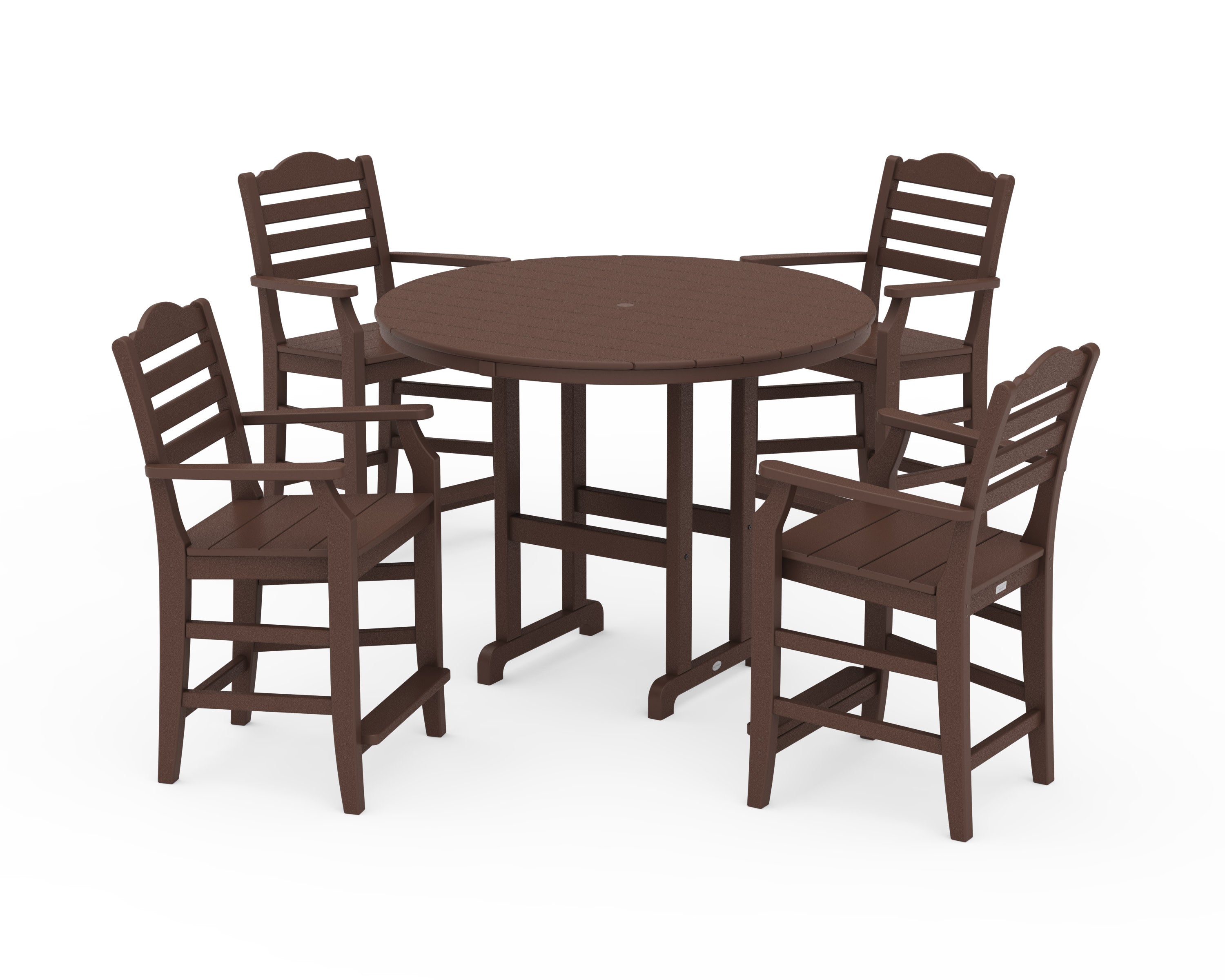 Savannah 5-Piece Round Farmhouse Counter Set in Mahogany