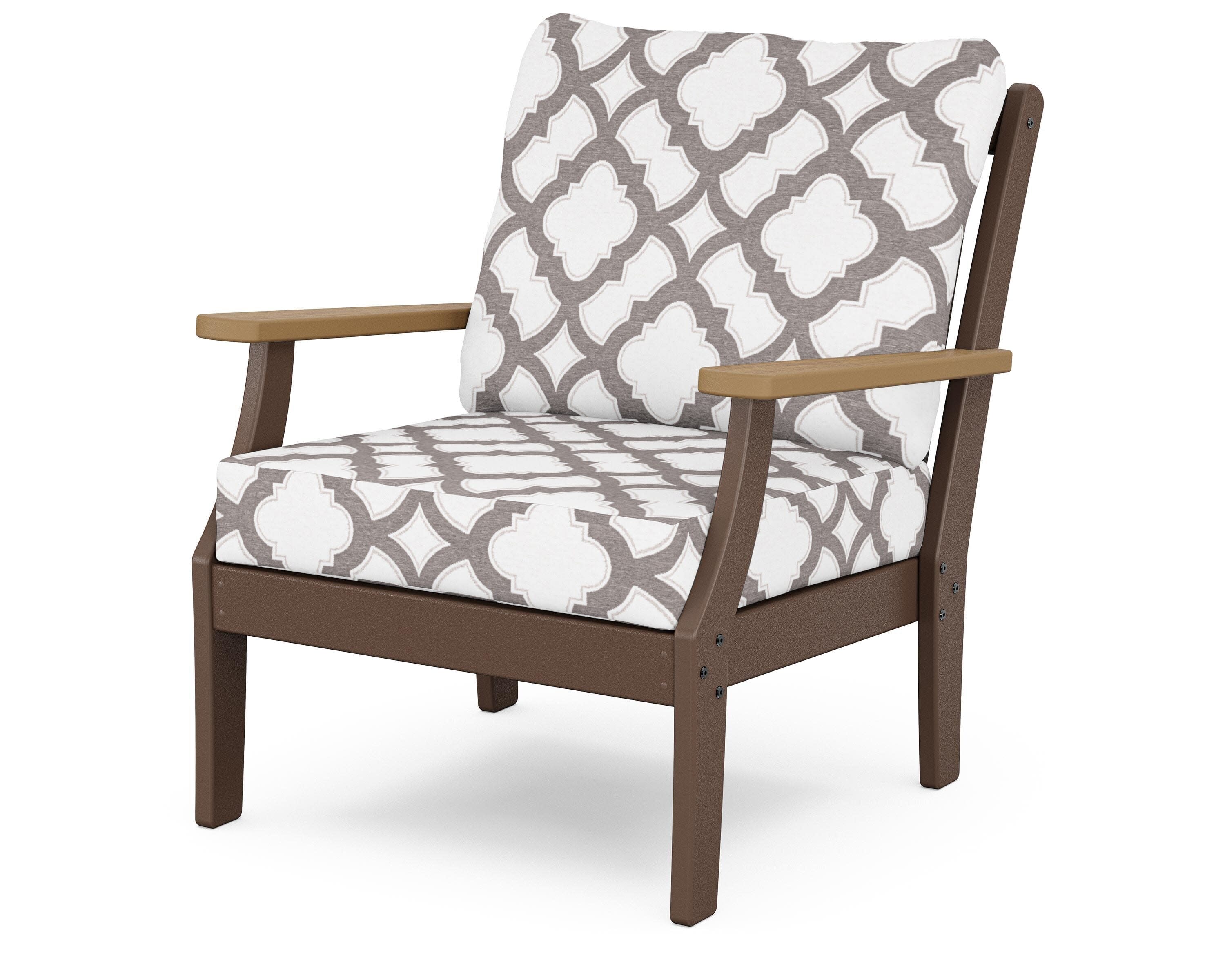 Braxton Deep Seating Chair in Mahogany / Natural / Trellis Grey Mist