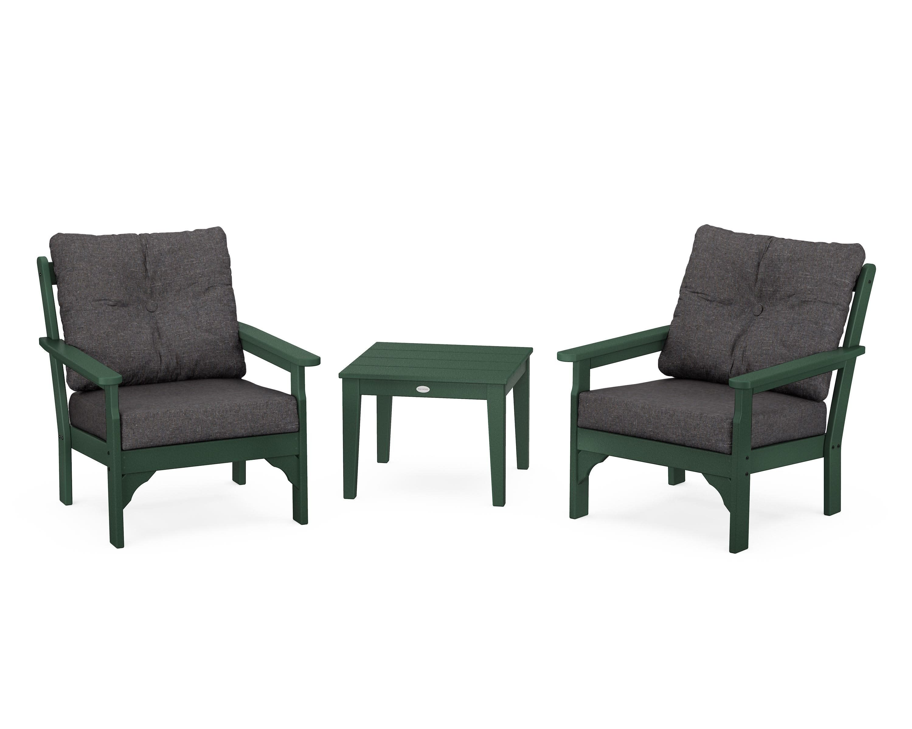 Vineyard 3-Piece Deep Seating Set in Green / Ash Charcoal