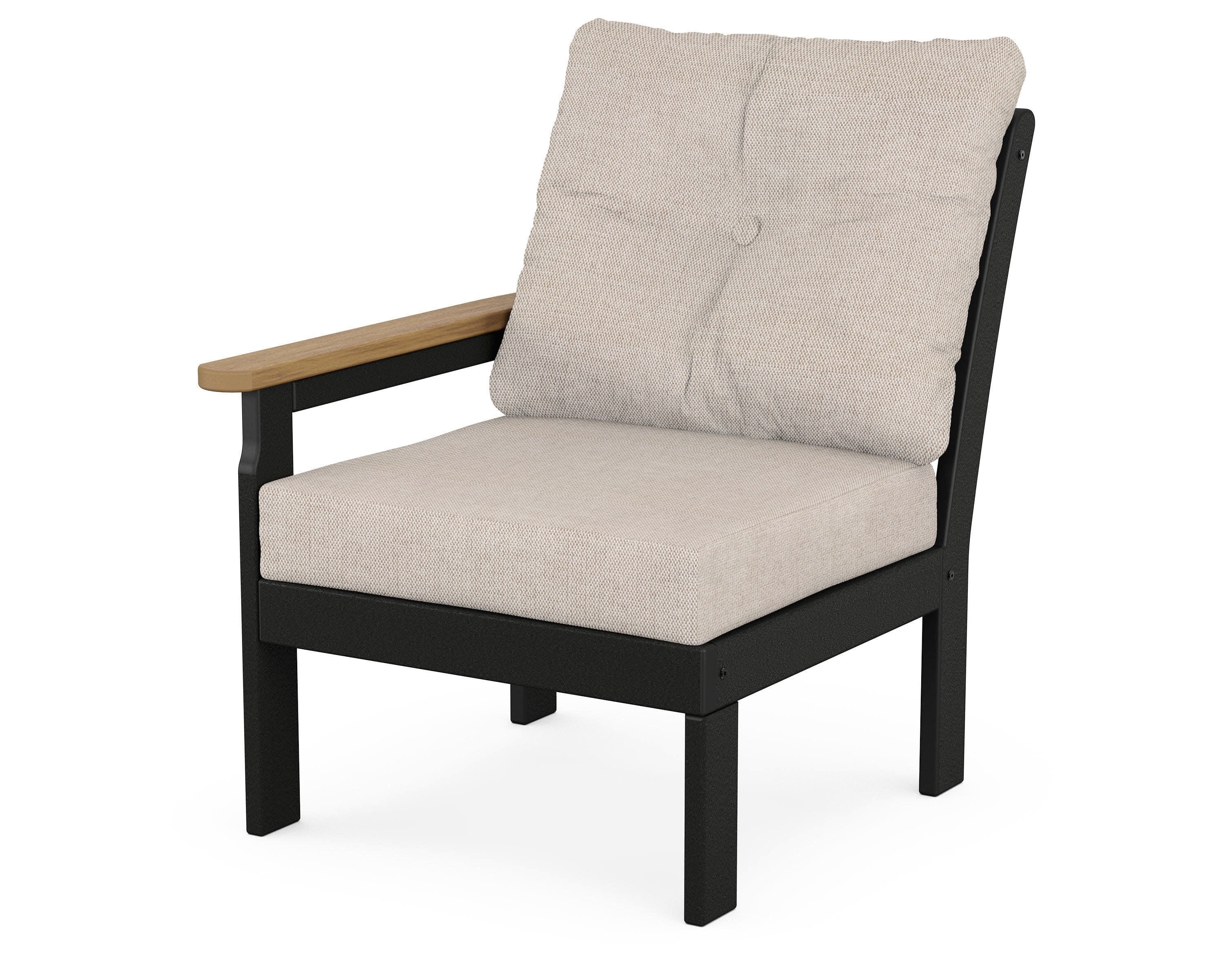 Vineyard Modular Left Arm Chair in Black / Natural / Blend Linen