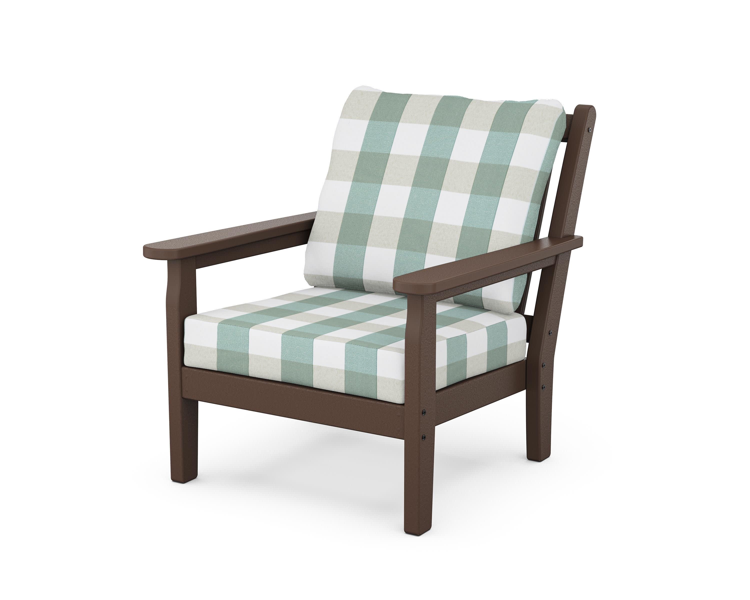 Chippendale Deep Seating Chair in Mahogany / Buffalo Plaid Glacier Spa