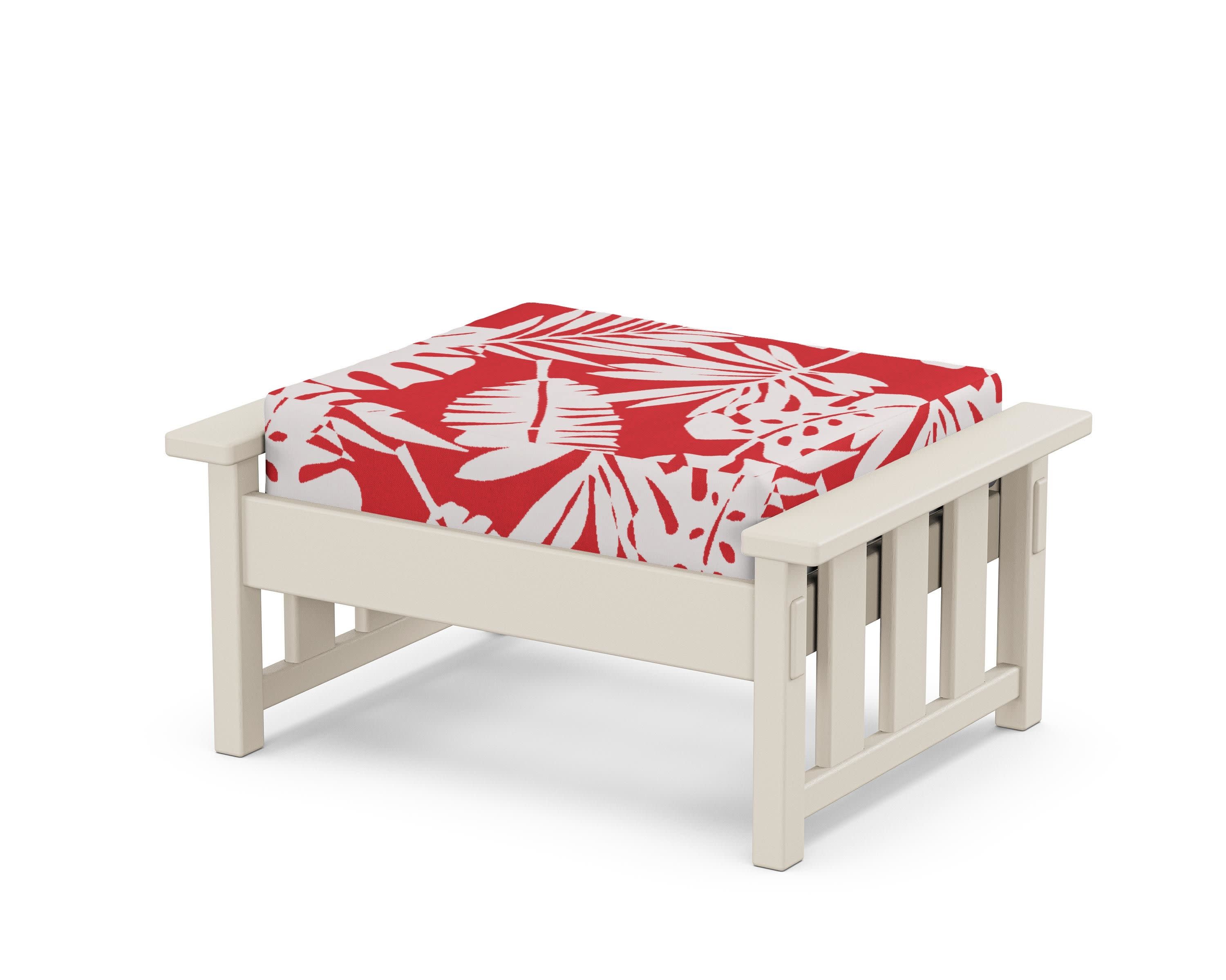 Acadia Deep Seating Ottoman in Sand / Leaf Crimson