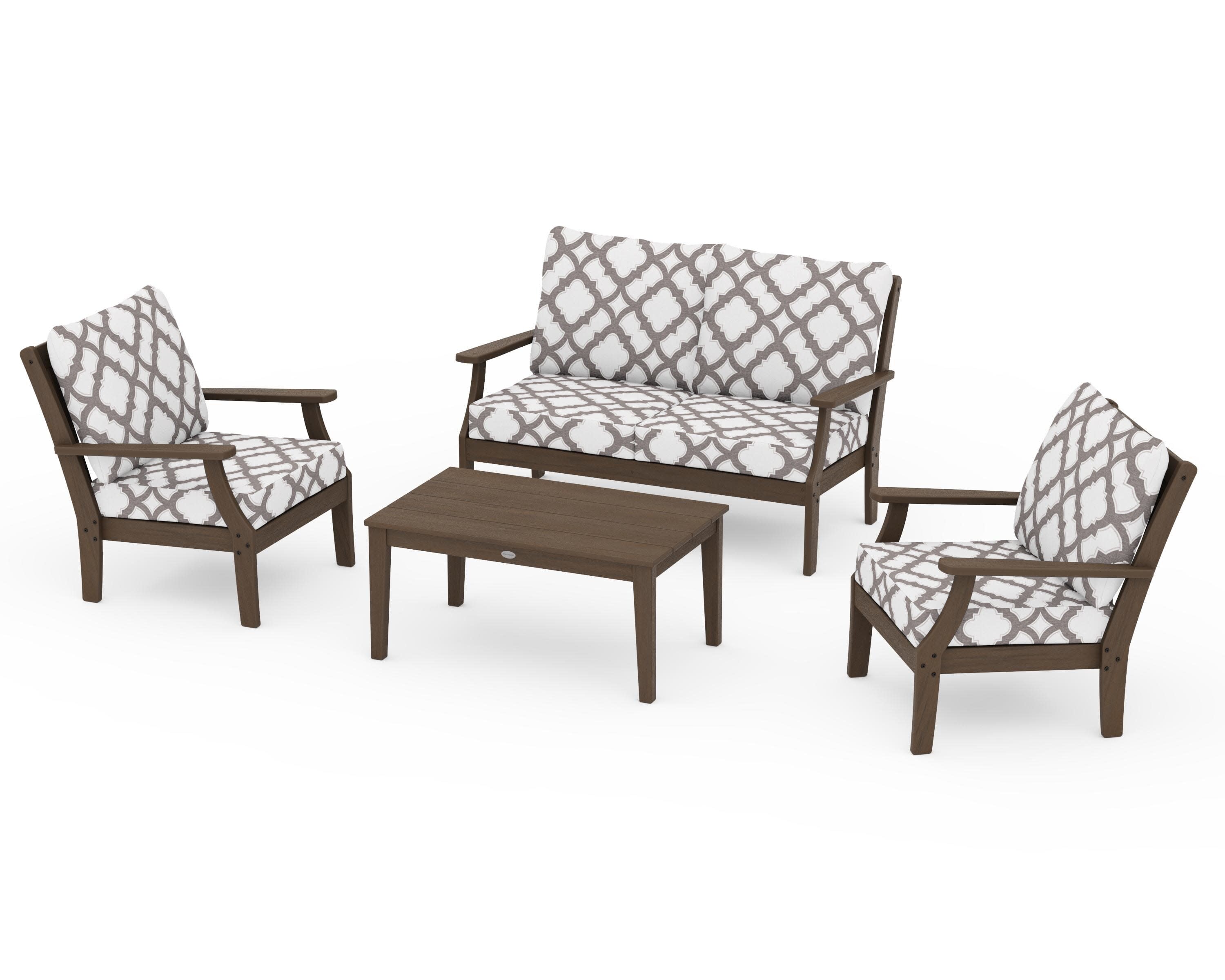 Braxton 4-Piece Deep Seating Chair Set in Kona / Trellis Grey Mist