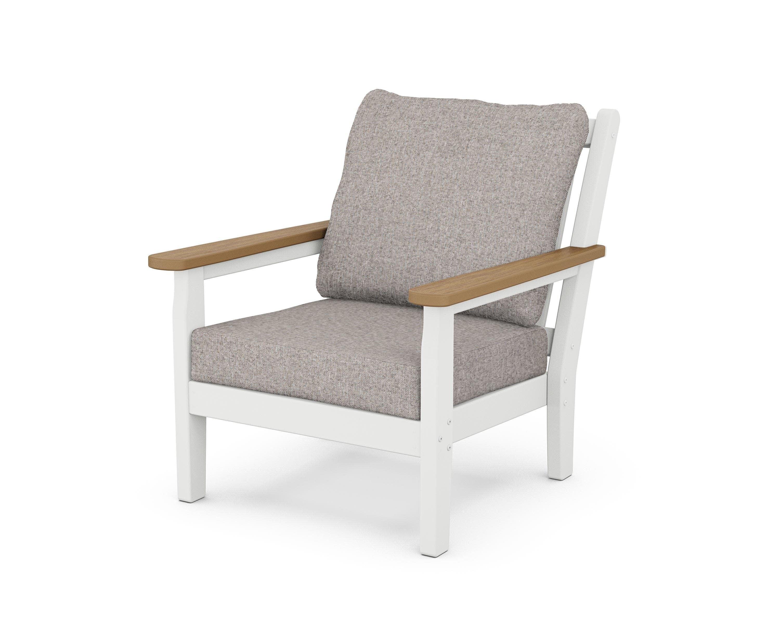 Chippendale Deep Seating Chair in White / Natural / Weathered Tweed