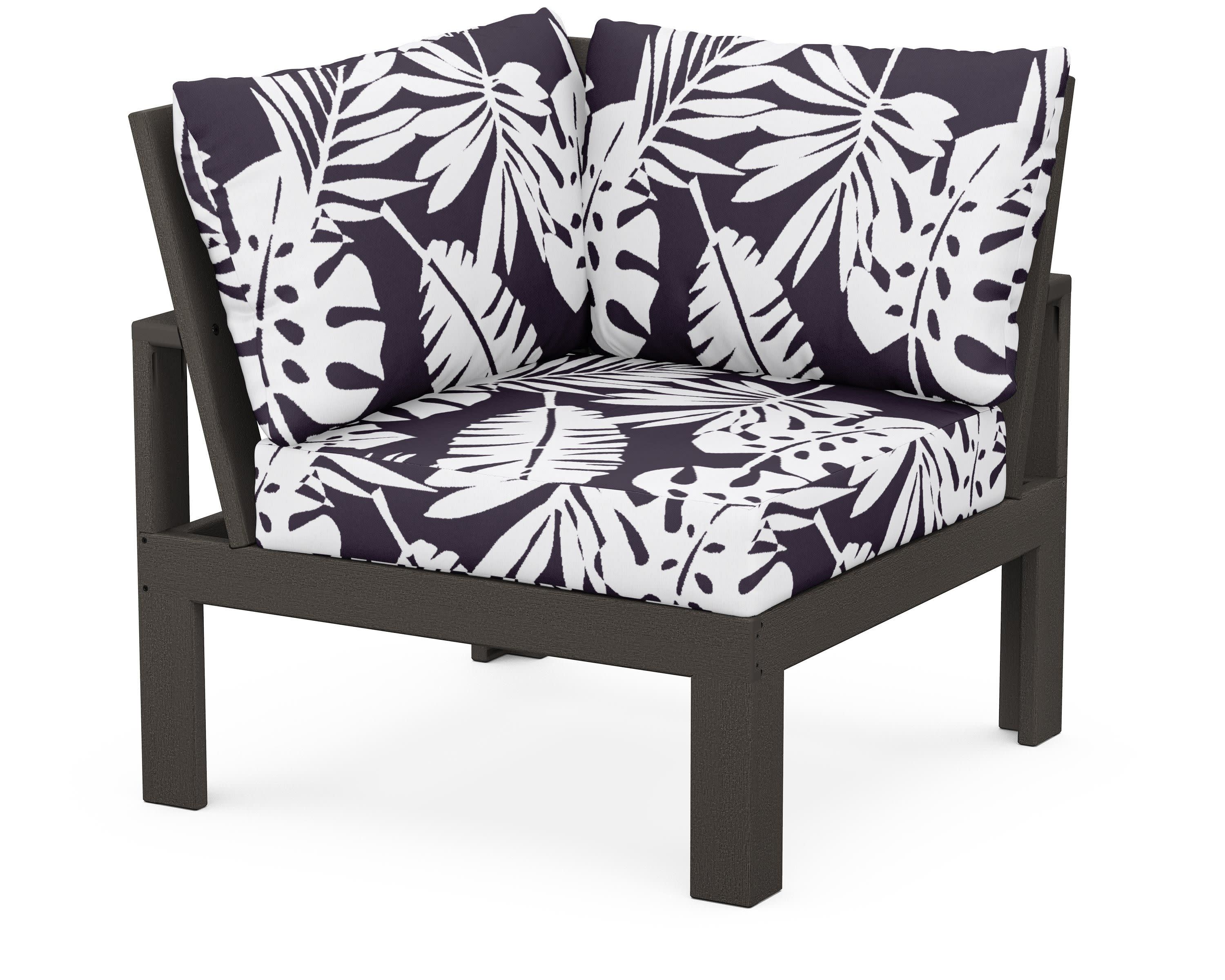 Modular Corner Chair in Vintage Coffee / Leaf Navy