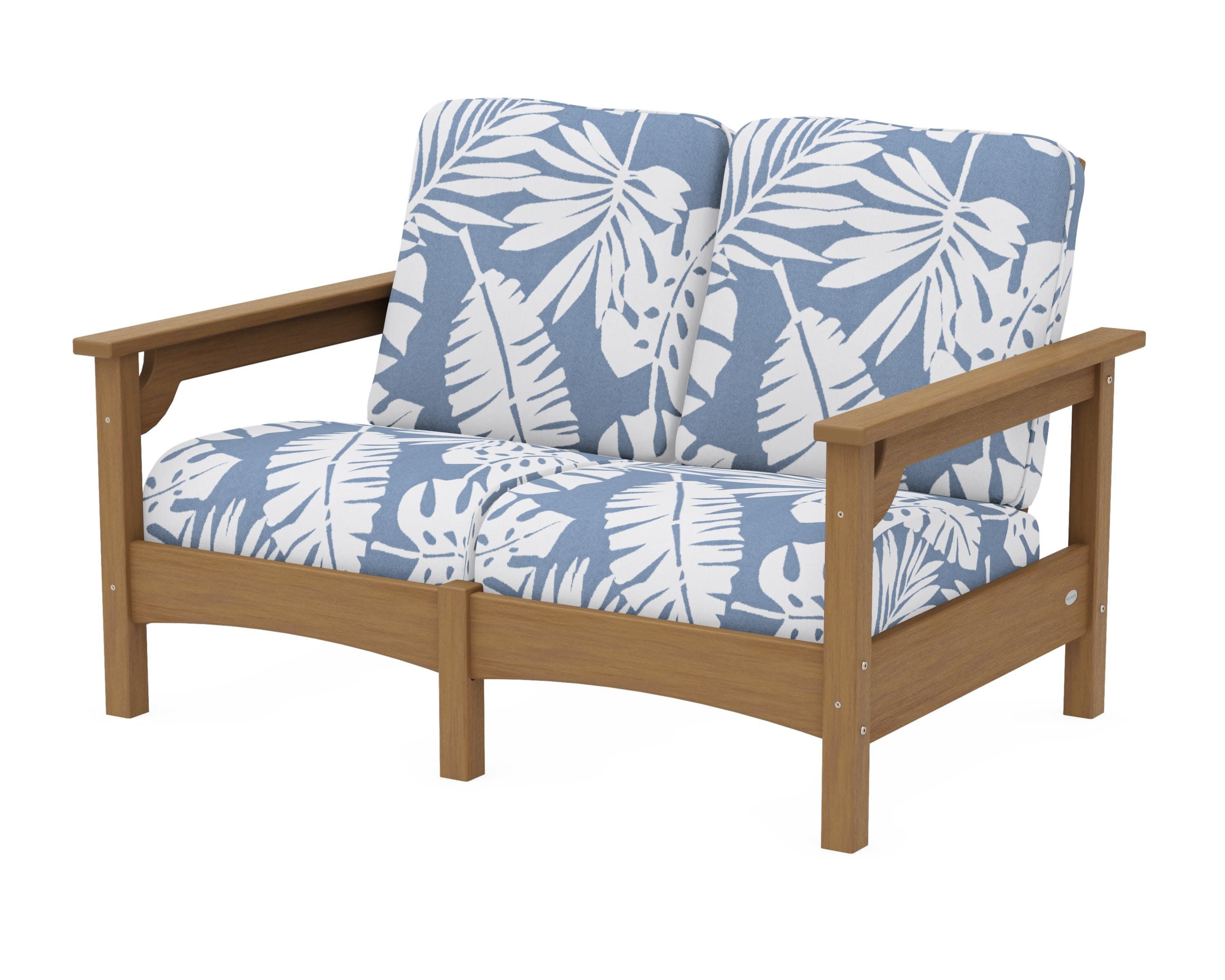 Club Loveseat in Natural / Leaf Sky Blue