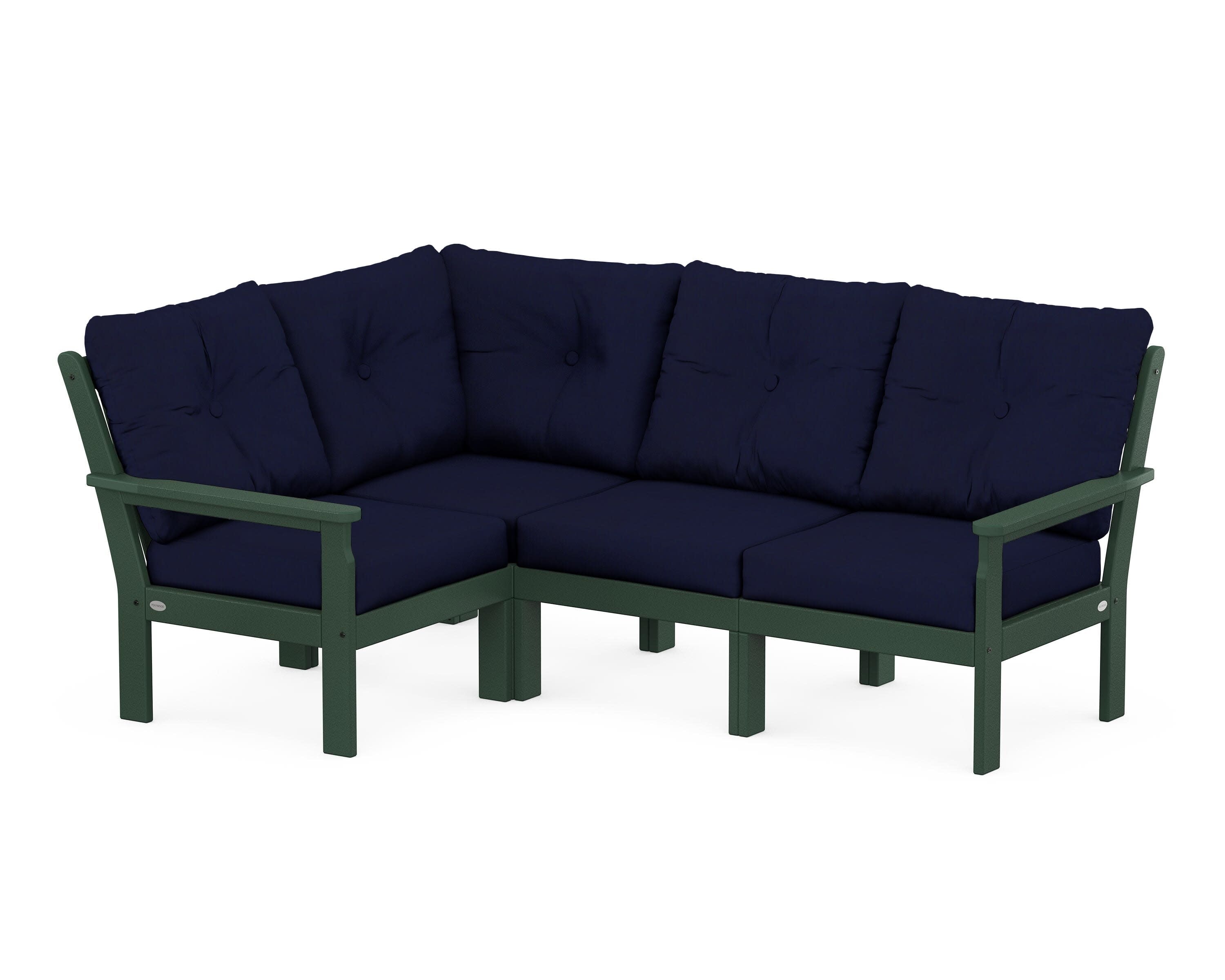 Vineyard 4-Piece Sectional in Green / Navy