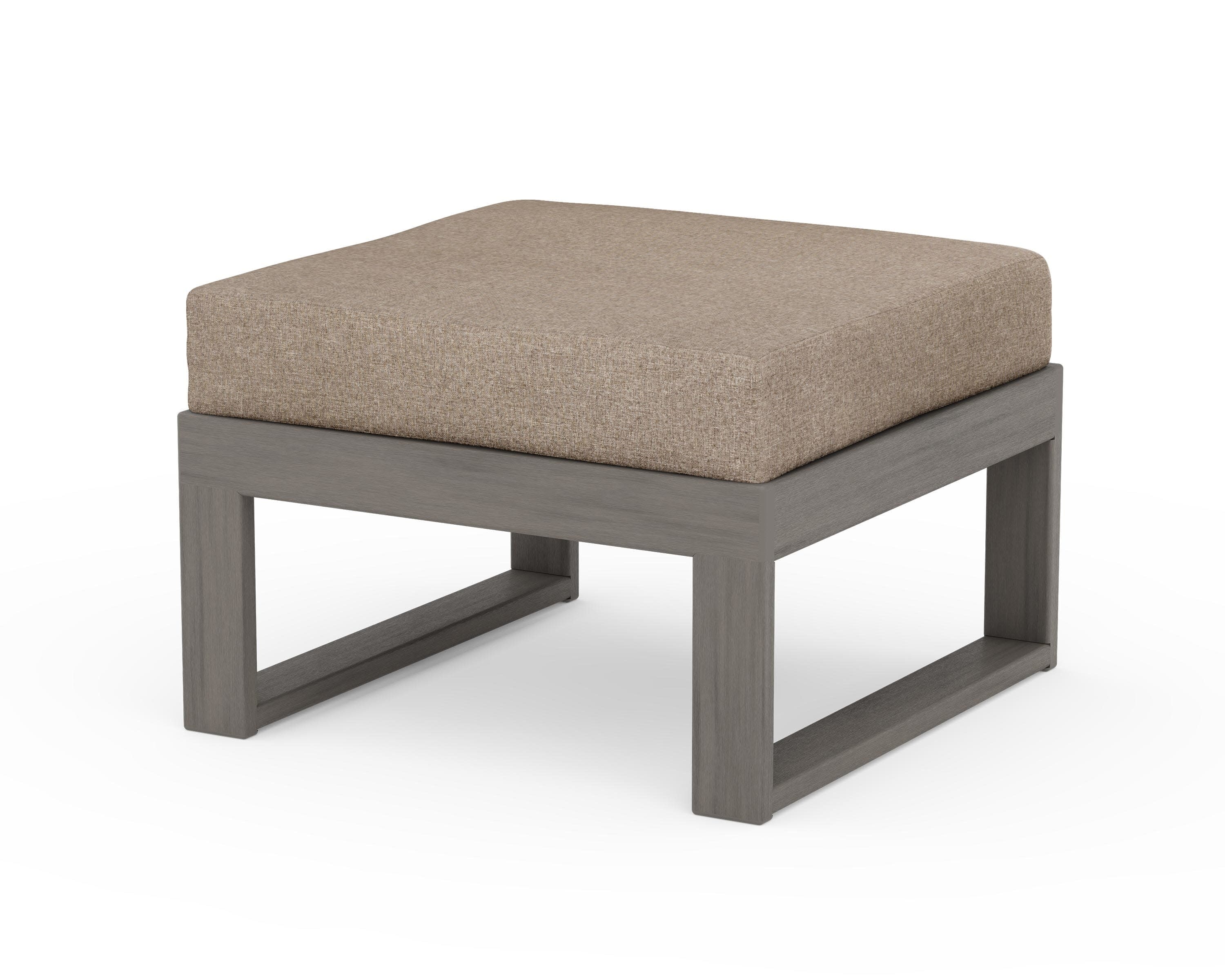 Modular Ottoman - Modern in Driftwood / Spiced Burlap