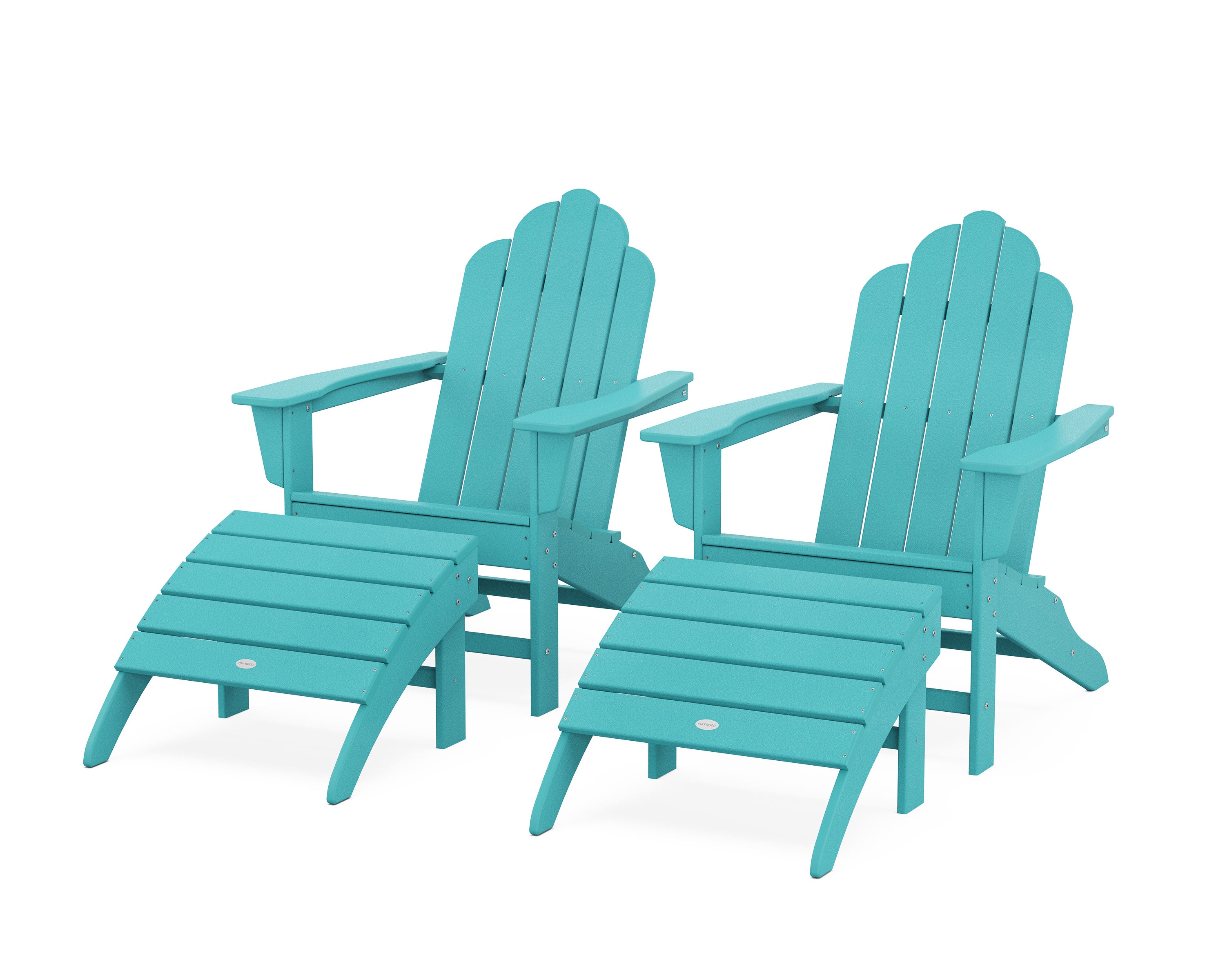 Long Island Adirondack Chair 4-Piece Set with Ottomans in Aruba