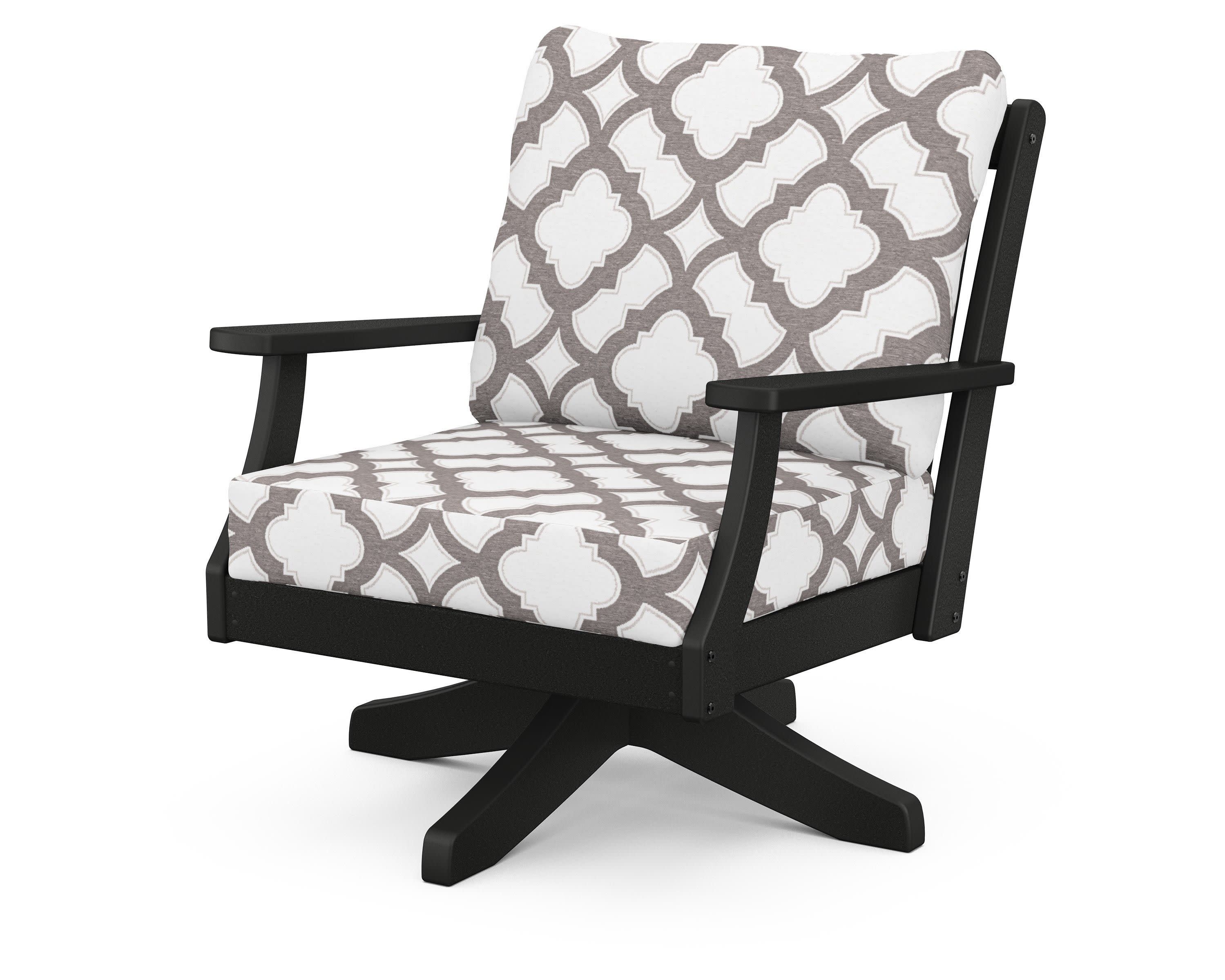 Braxton Deep Seating Swivel Chair in Black / Trellis Grey Mist