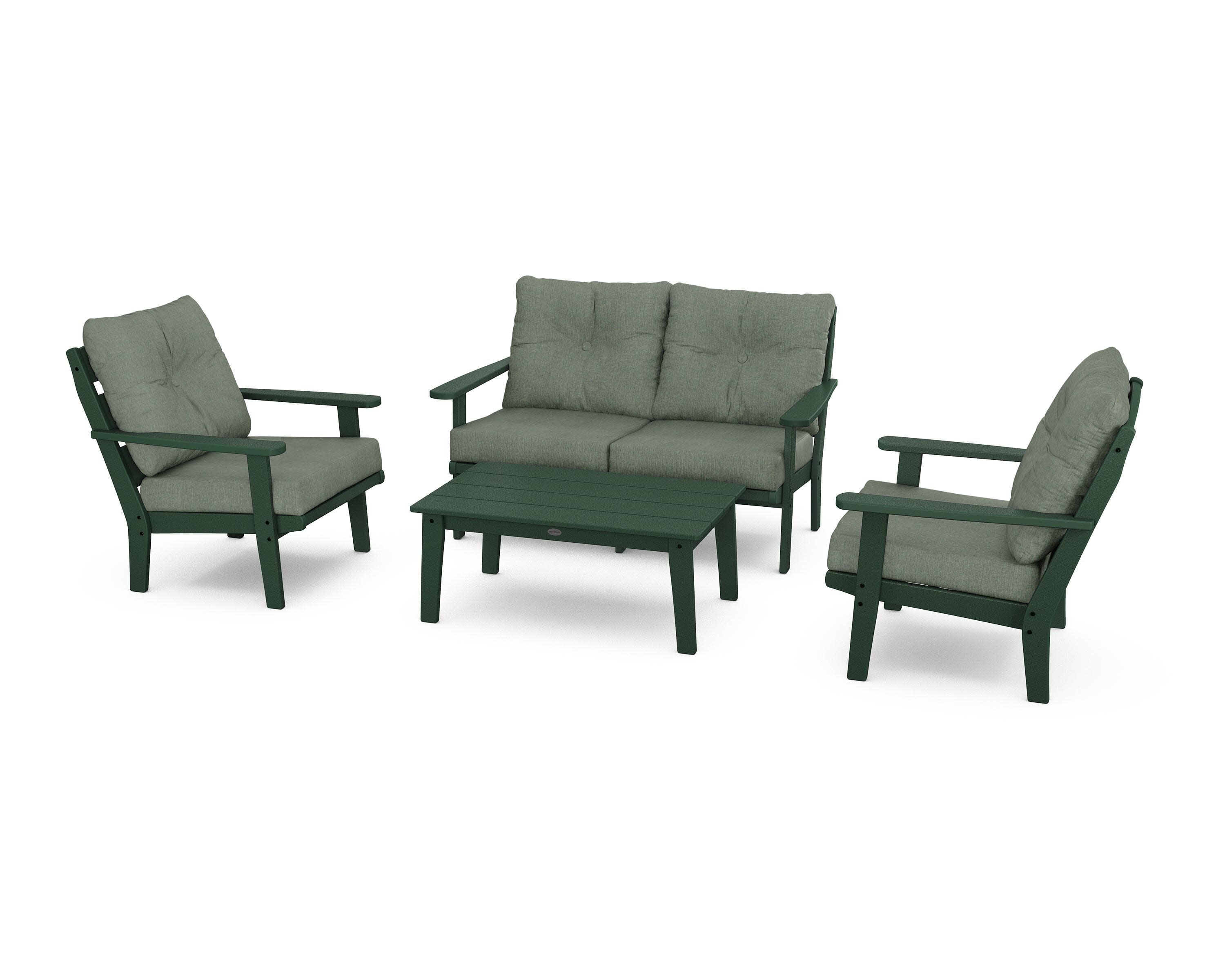 Lakeside 4-Piece Deep Seating Set in Green / Cast Sage