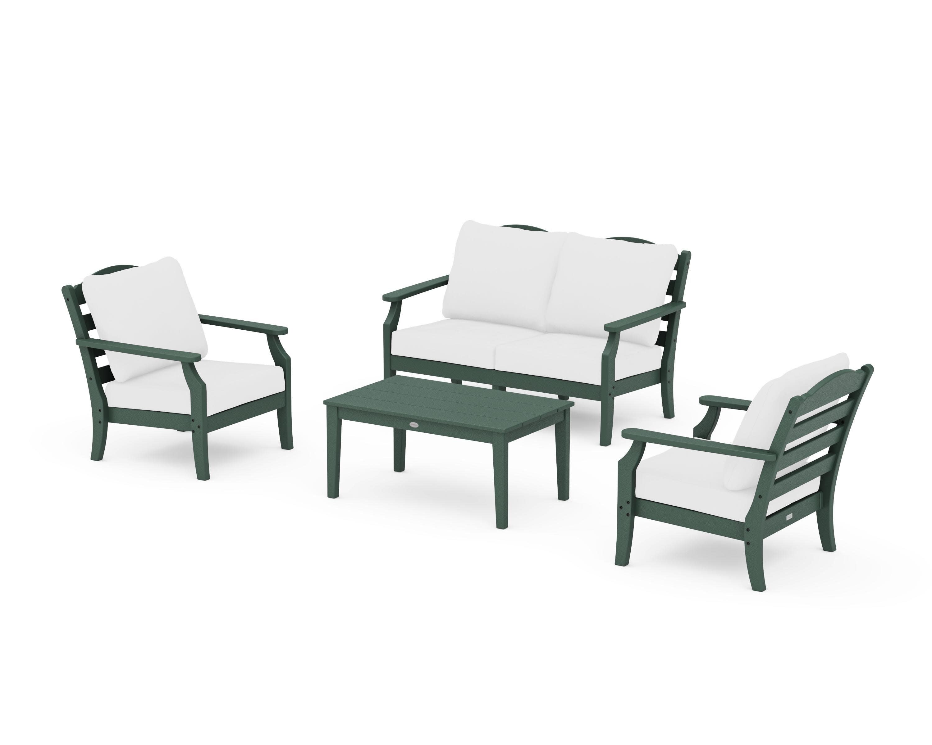 Savannah 4-Piece Deep Seating Set with Loveseat in Green / Natural