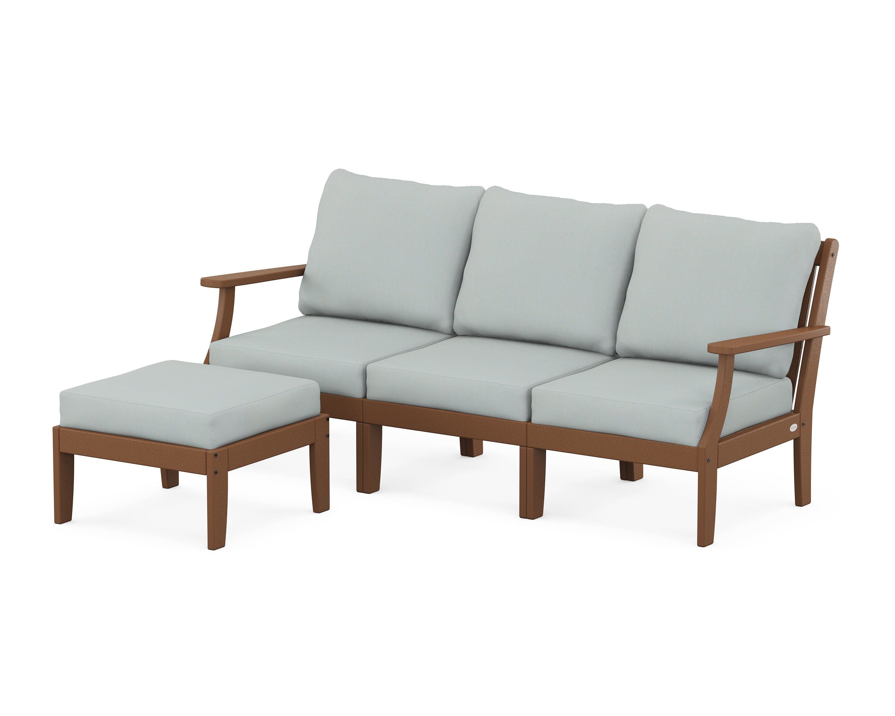 Braxton Modular 4-Piece Deep Seating Set with Ottoman in Teak / Spa