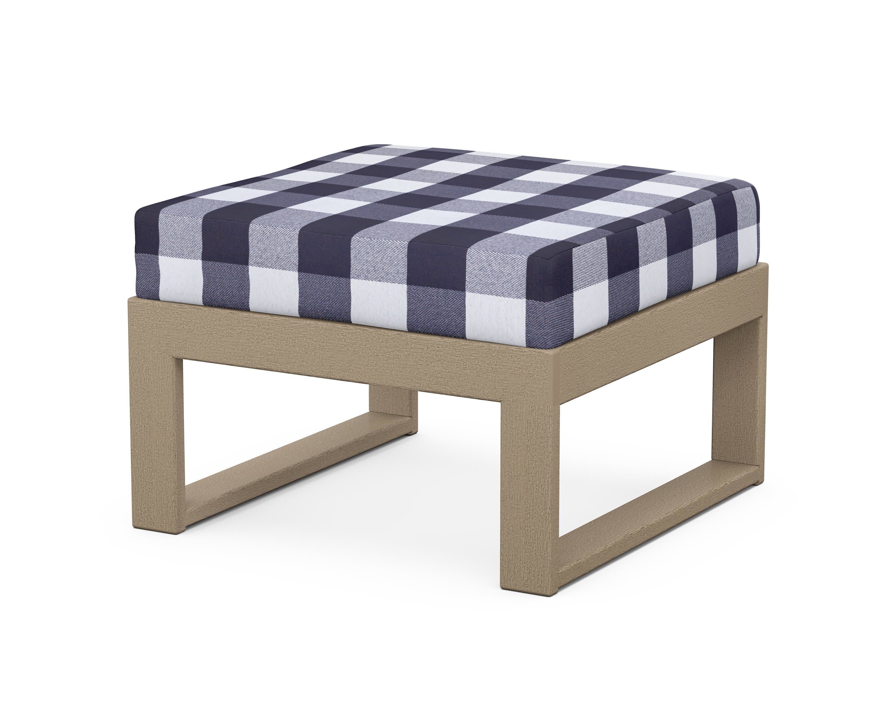 Modular Ottoman - Modern in Vintage Sahara / Buffalo Plaid Navy