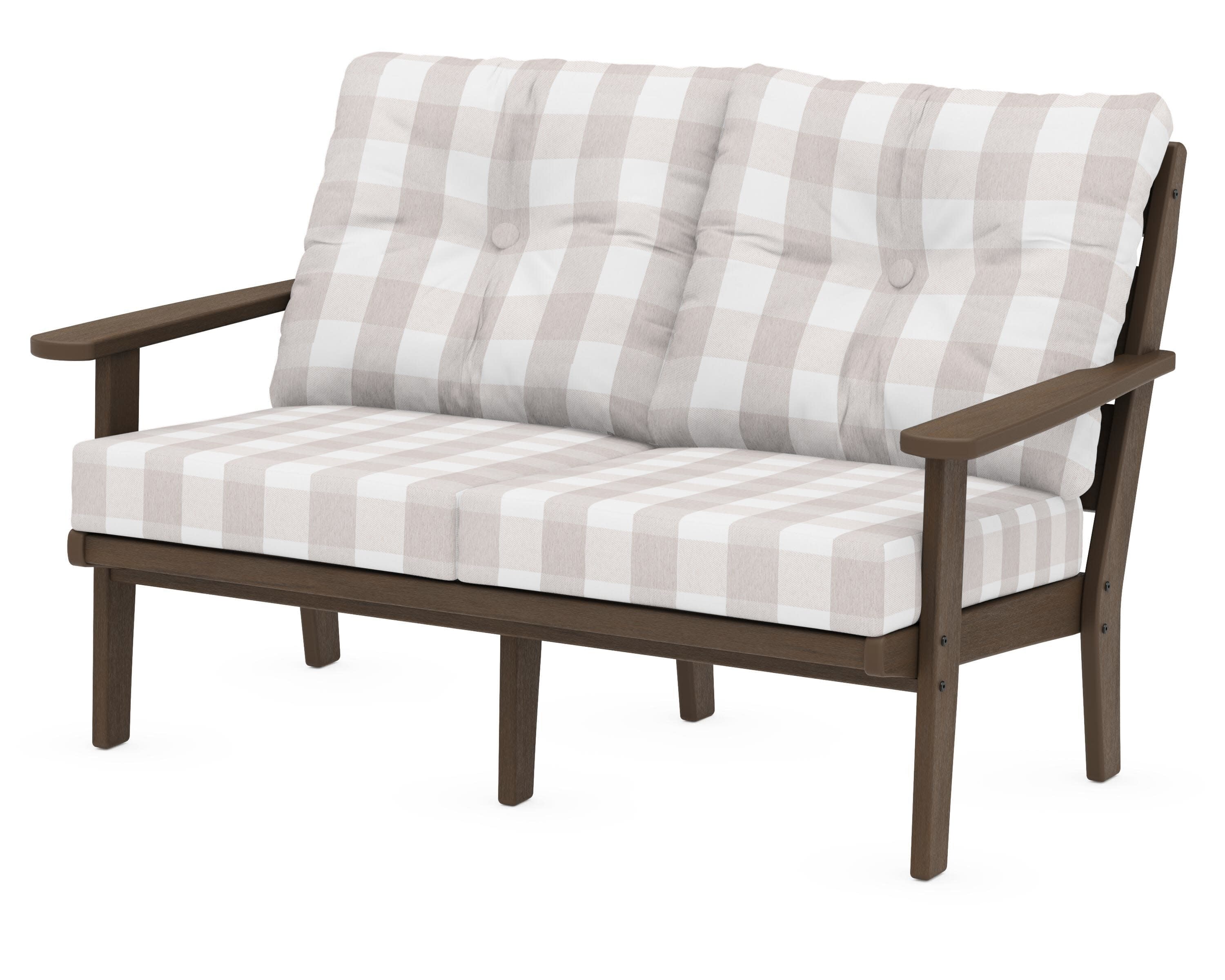 Lakeside Deep Seating Loveseat in Kona / Buffalo Plaid Dune Burlap