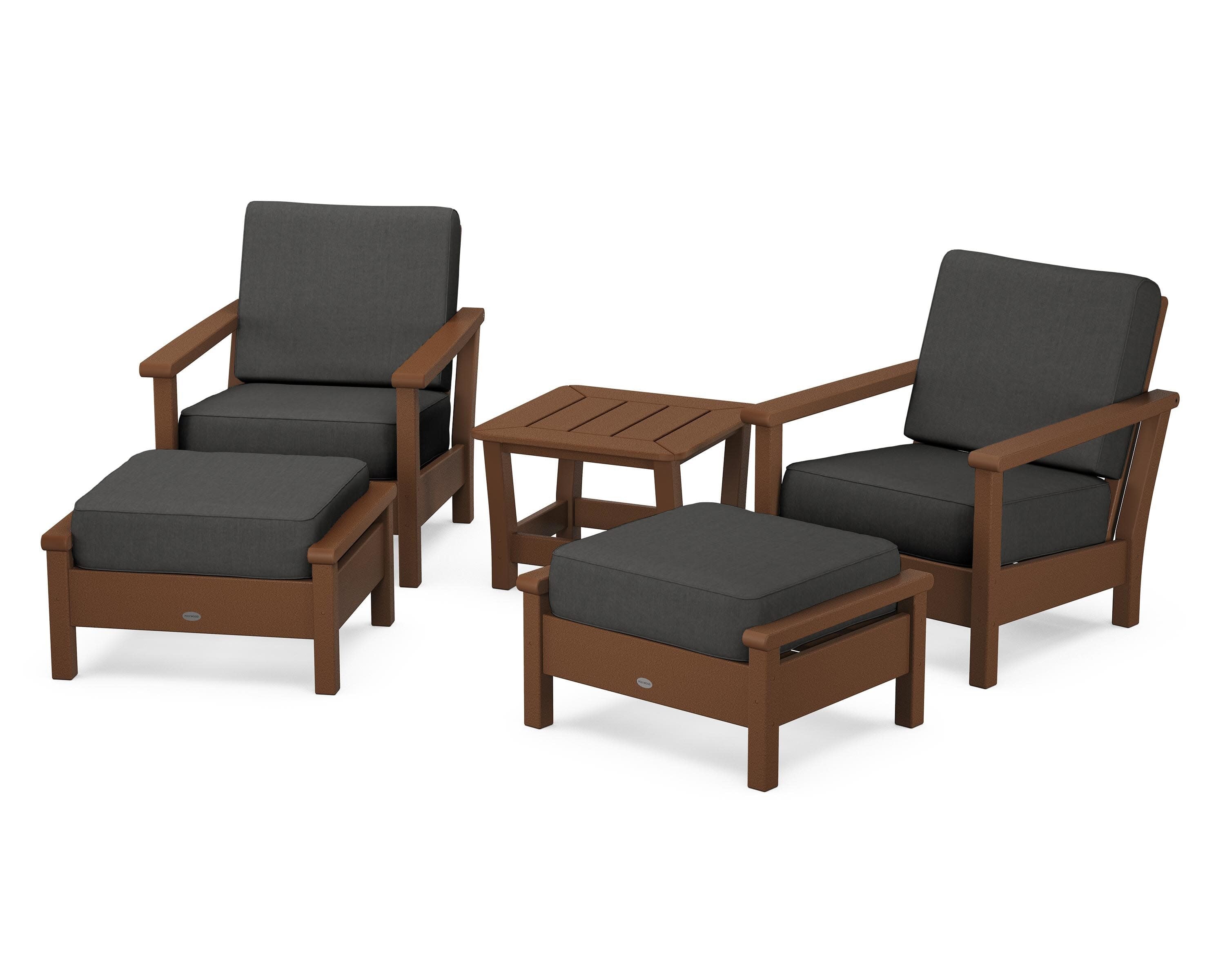 Harbour 5-Piece Deep Seating Chair Set in Teak / Spectrum Carbon