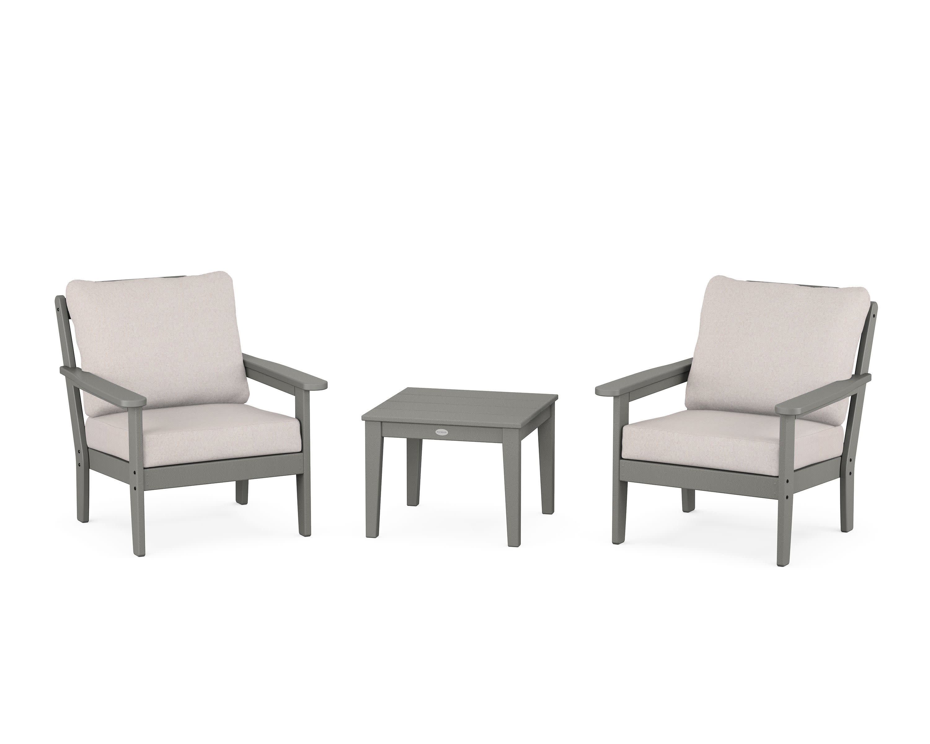 Cottage 3-Piece Deep Seating Set in Slate Grey / Dune Burlap