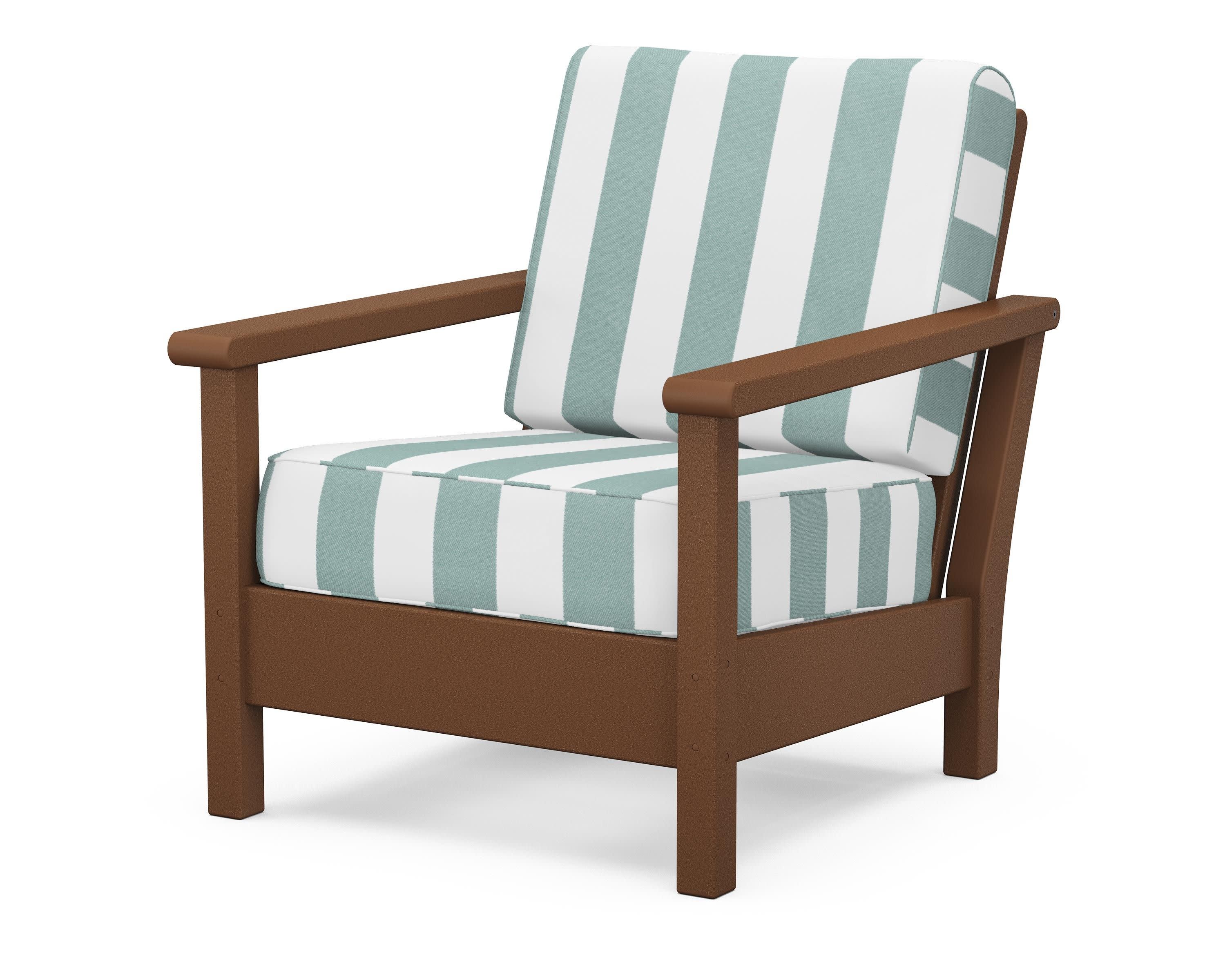 Harbour Deep Seating Chair in Teak / Cabana Stripe Glacier Spa