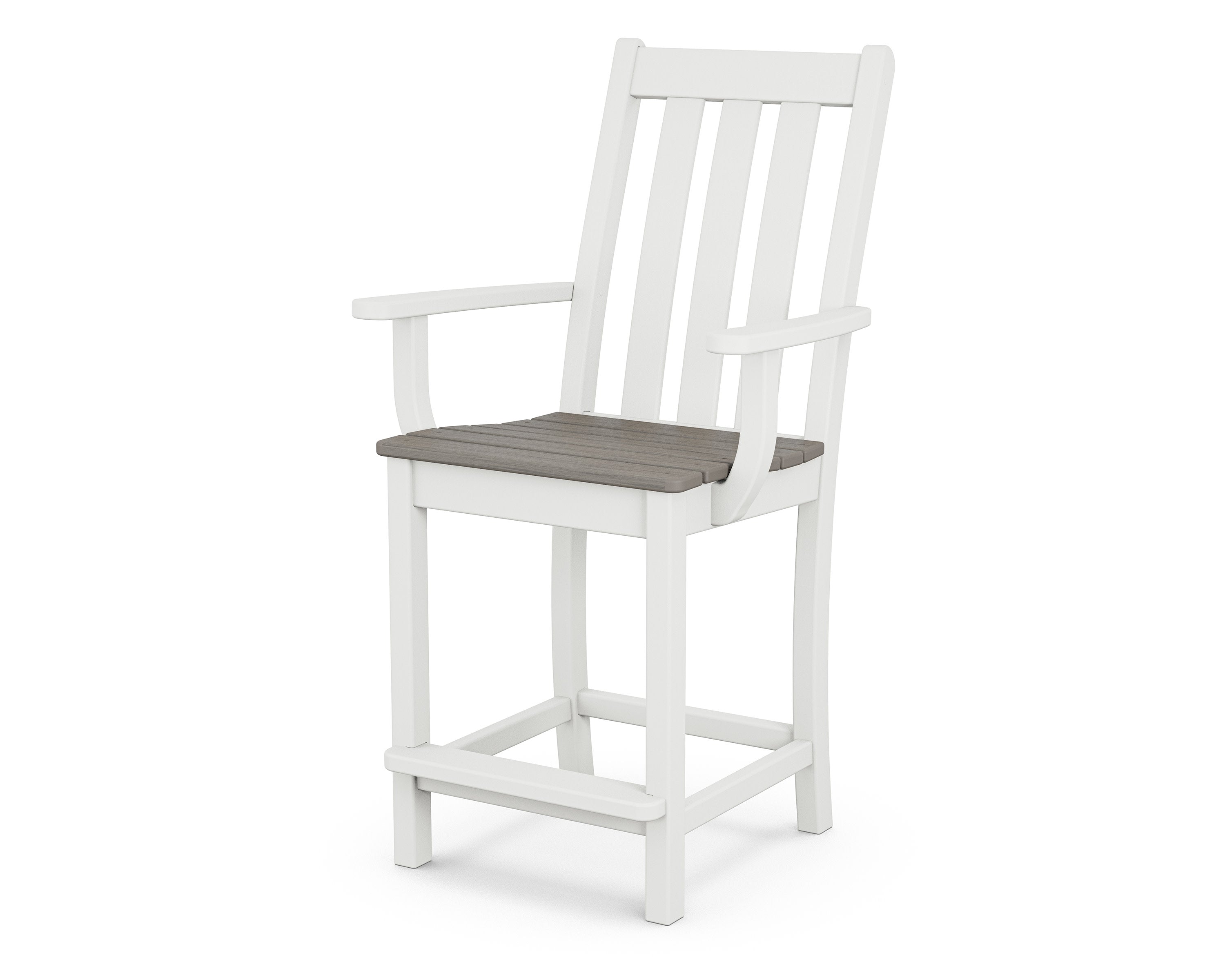 Vineyard Counter Arm Chair in White / Driftwood