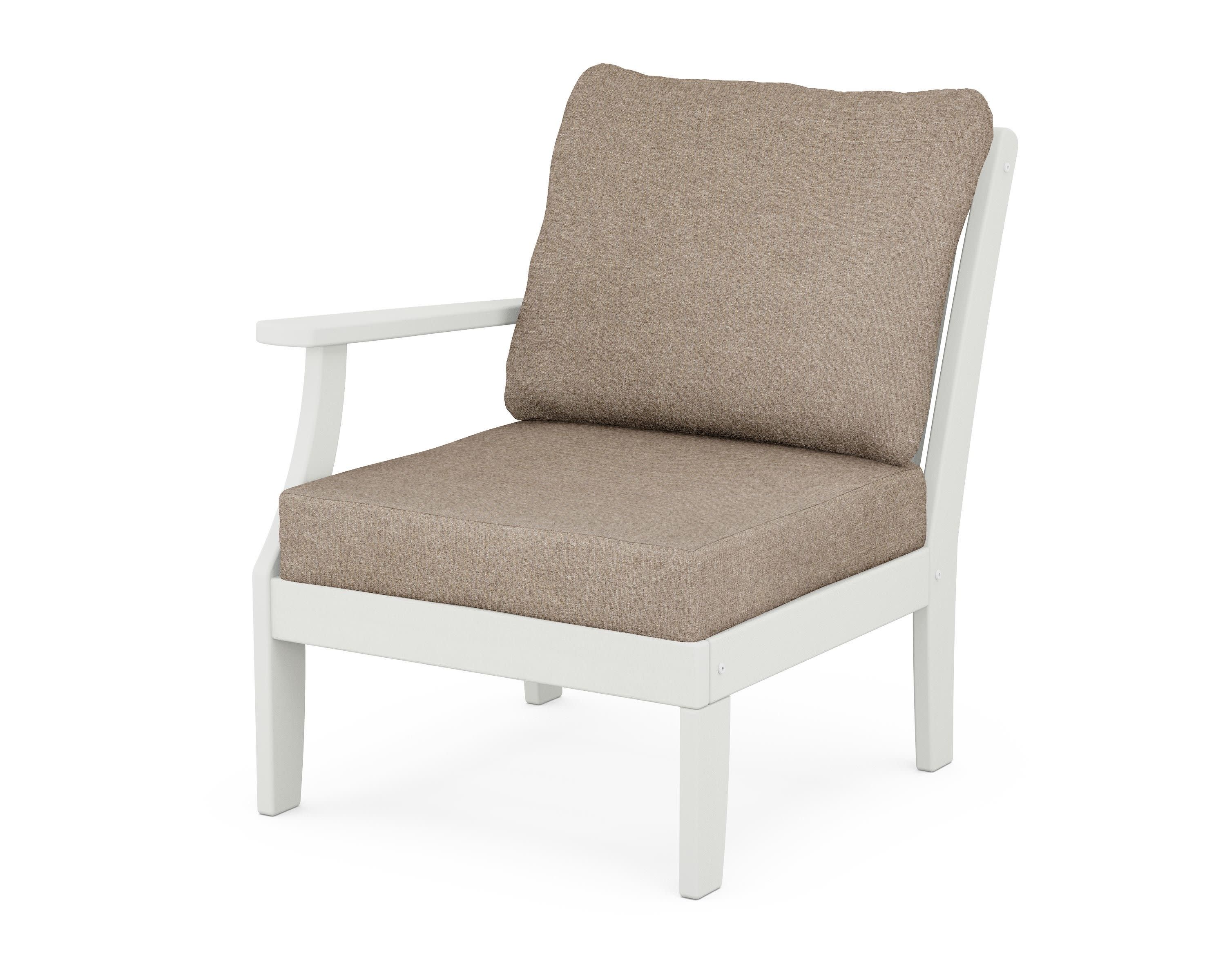 Braxton Modular Left Arm Chair in Vintage White / Spiced Burlap