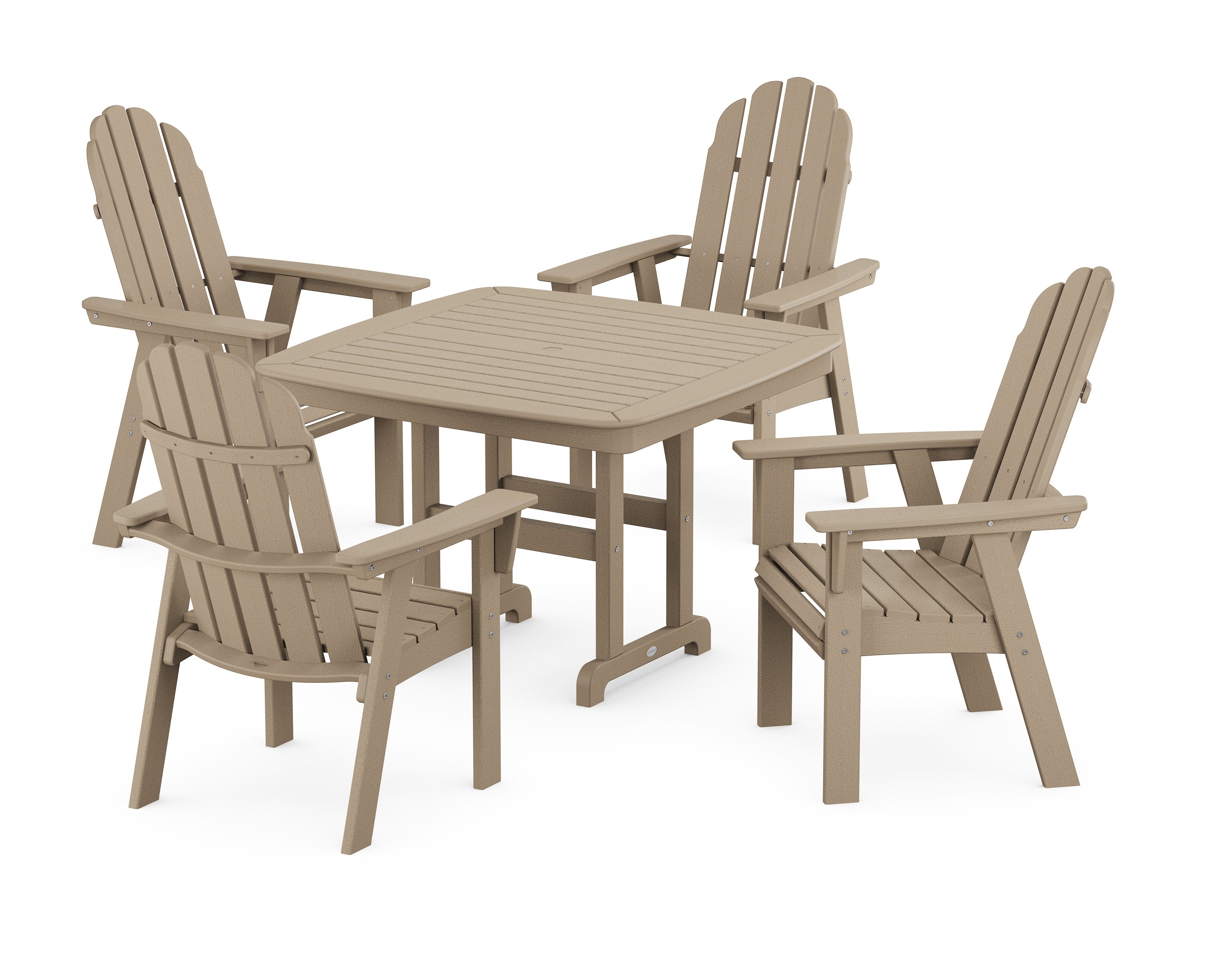 Vineyard Curveback Adirondack 5-Piece Dining Set in Vintage Sahara