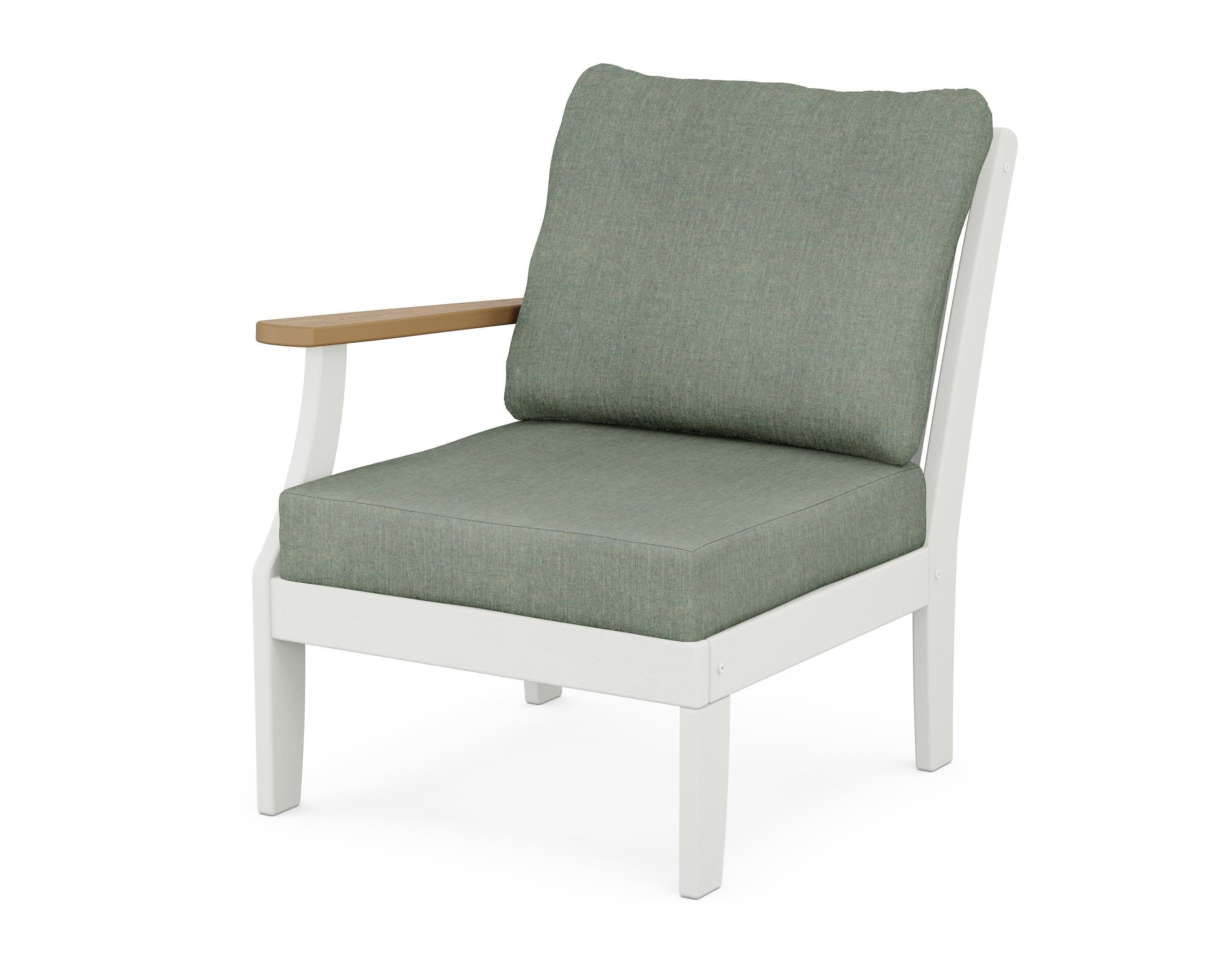 Braxton Modular Left Arm Chair in White / Natural / Cast Sage