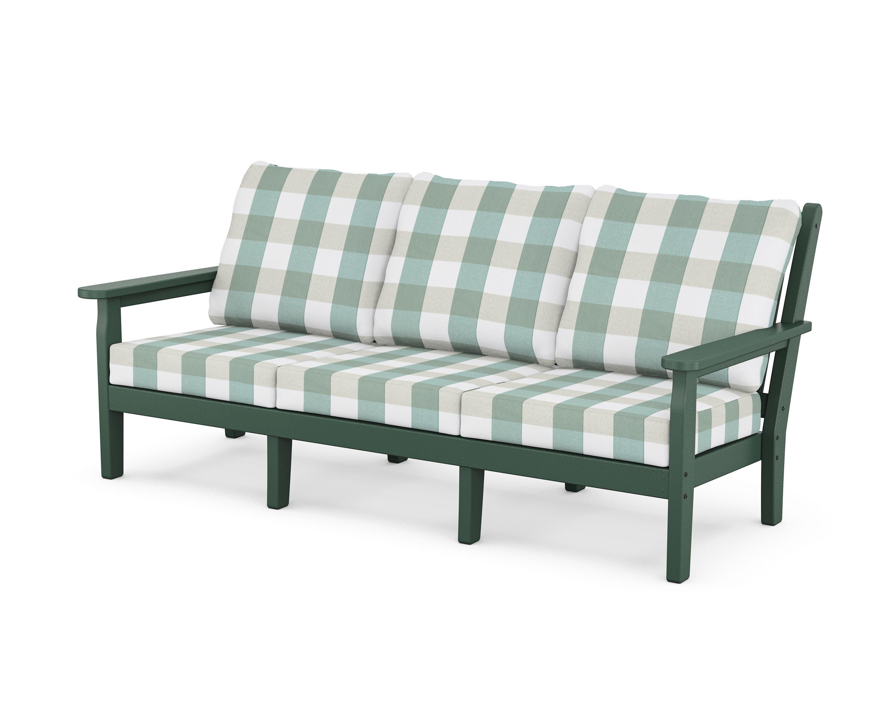 Chippendale Deep Seating Sofa in Green / Buffalo Plaid Glacier Spa