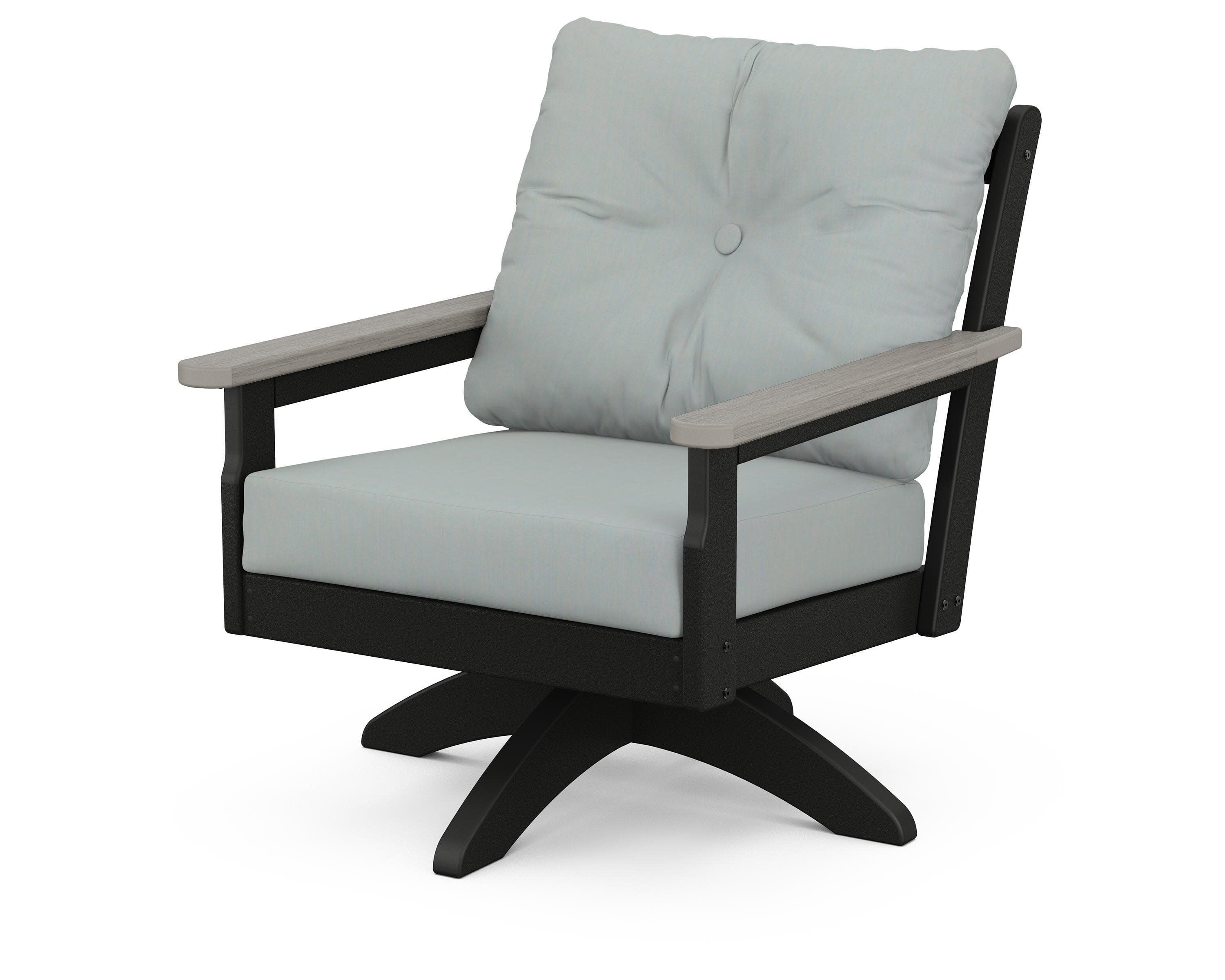 Vineyard Deep Seating Swivel Chair in Black / Driftwood / Spa