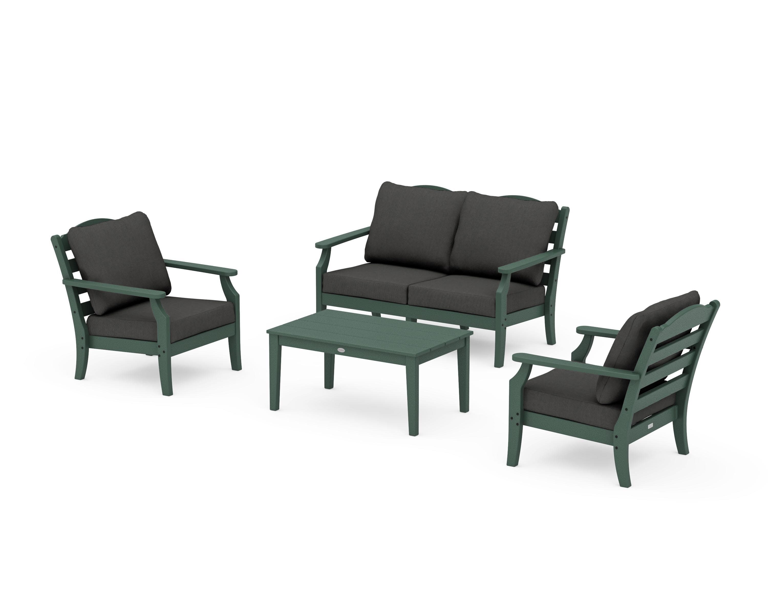 Savannah 4-Piece Deep Seating Set with Loveseat in Green / Spectrum Carbon