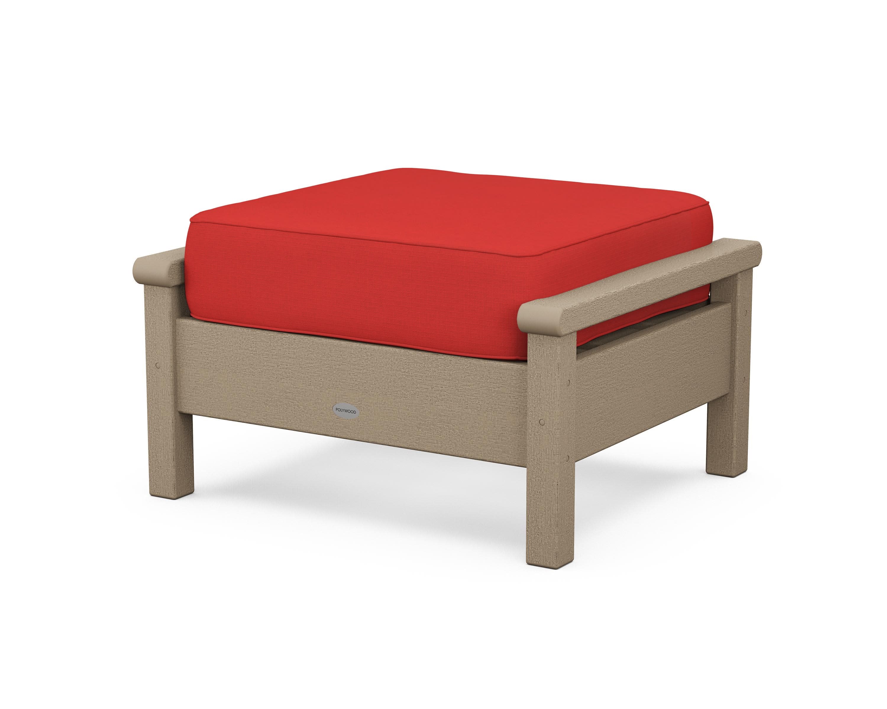 Harbour Deep Seating Ottoman in Vintage Sahara / Crimson Linen