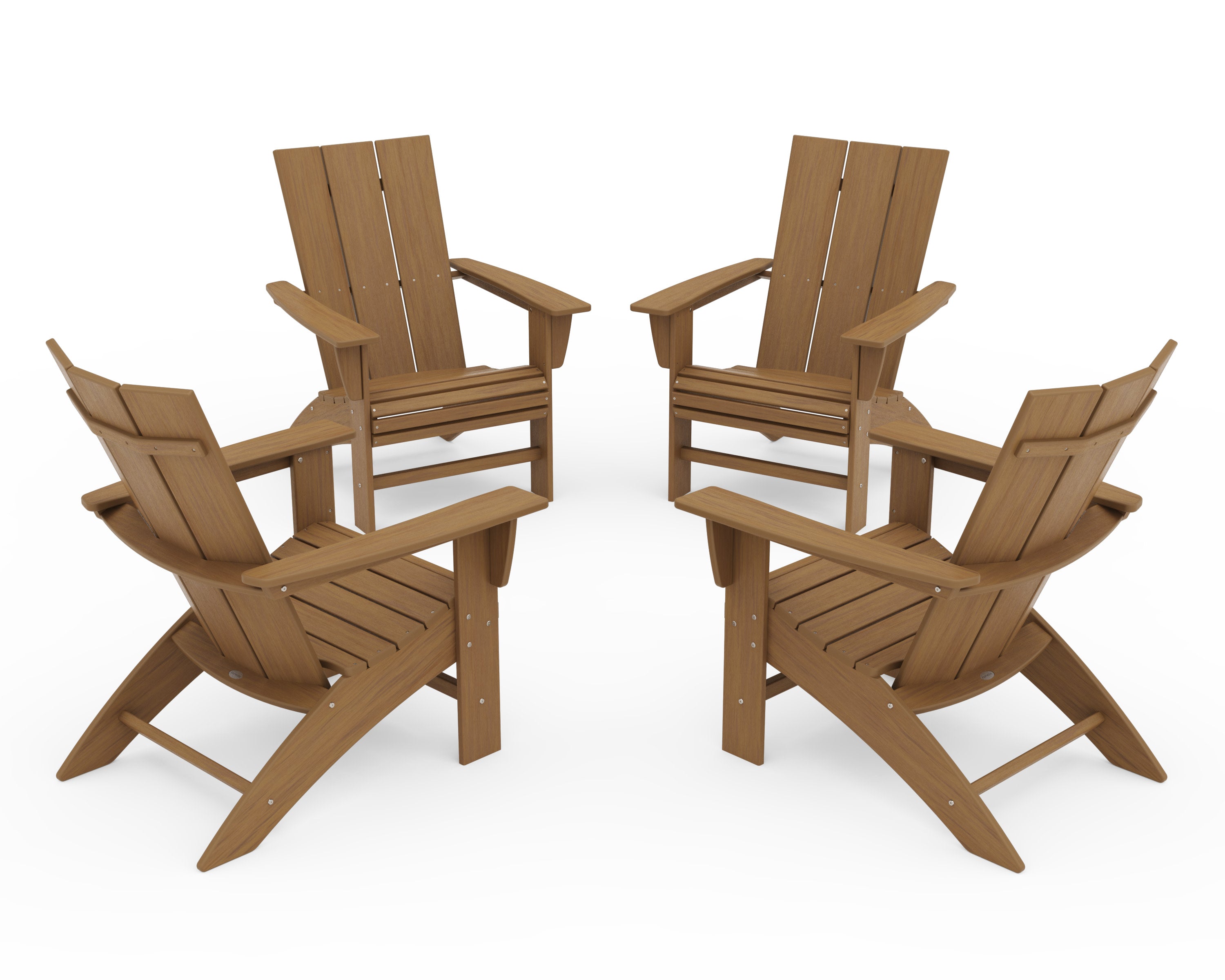 4-Piece Modern Curveback Adirondack Conversation Set in Natural