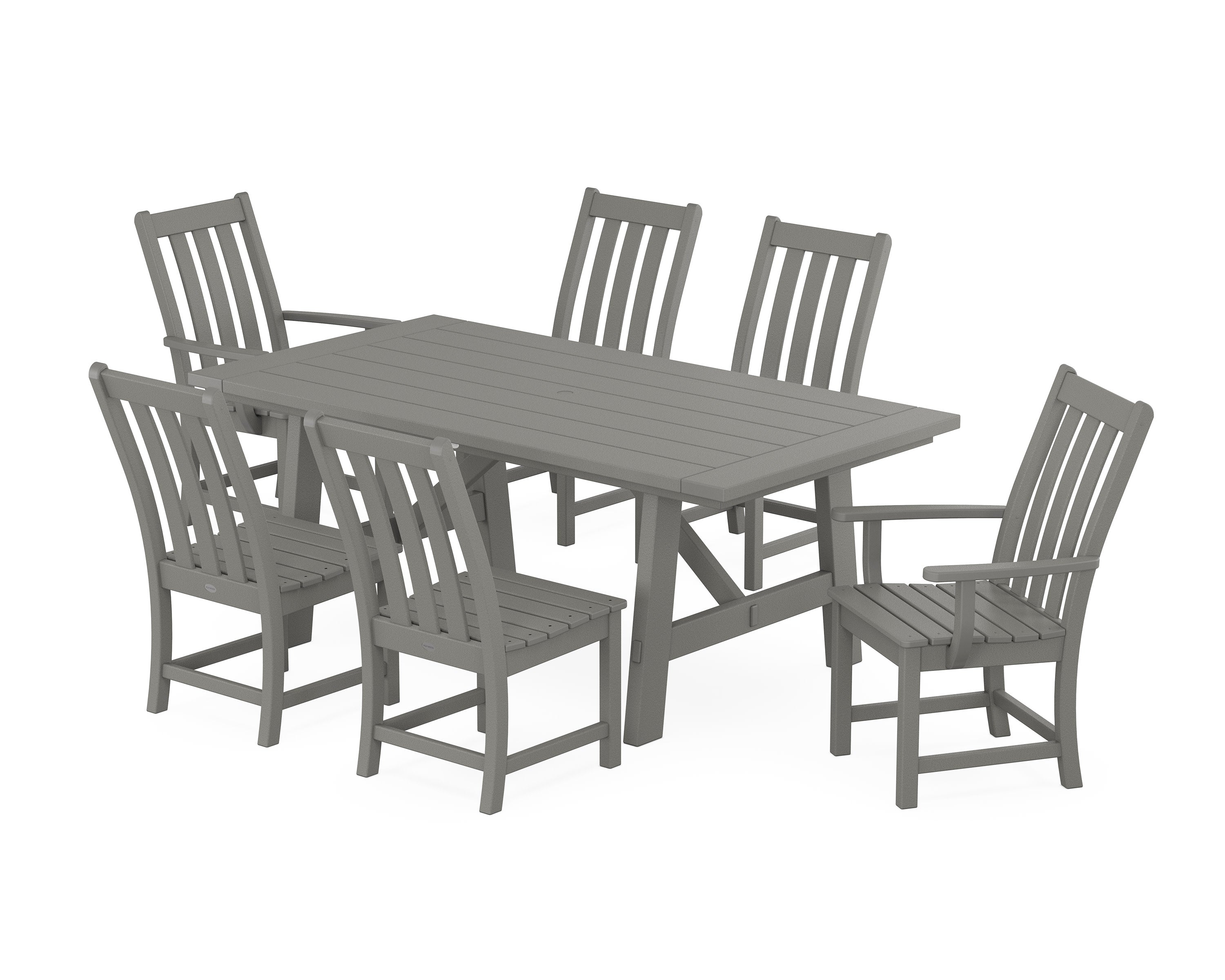 Vineyard 7-Piece Rustic Farmhouse Dining Set in Slate Grey