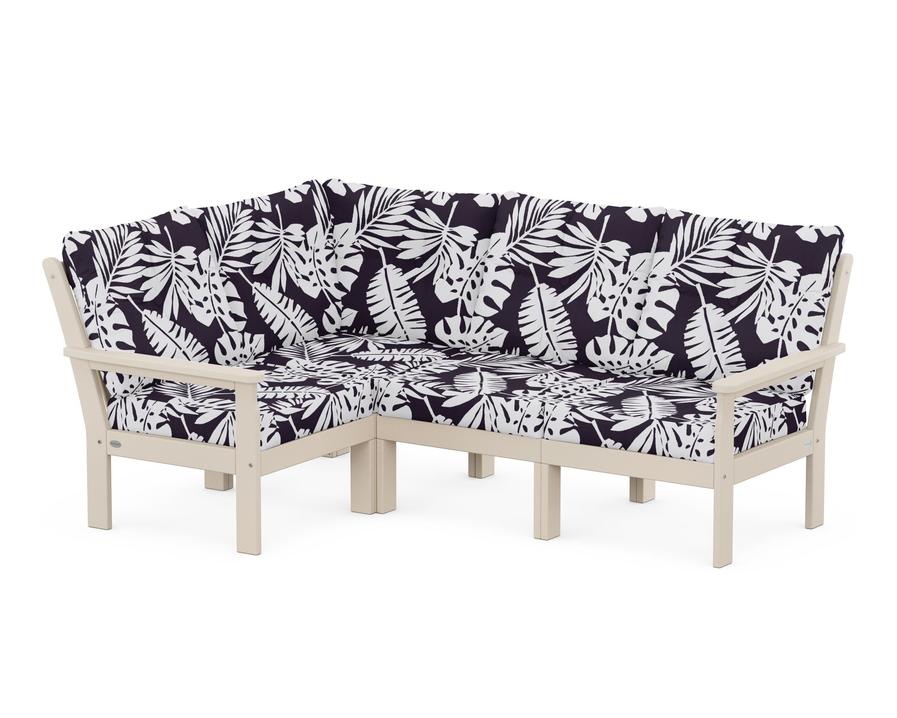 Vineyard 4-Piece Sectional in Sand / Leaf Navy