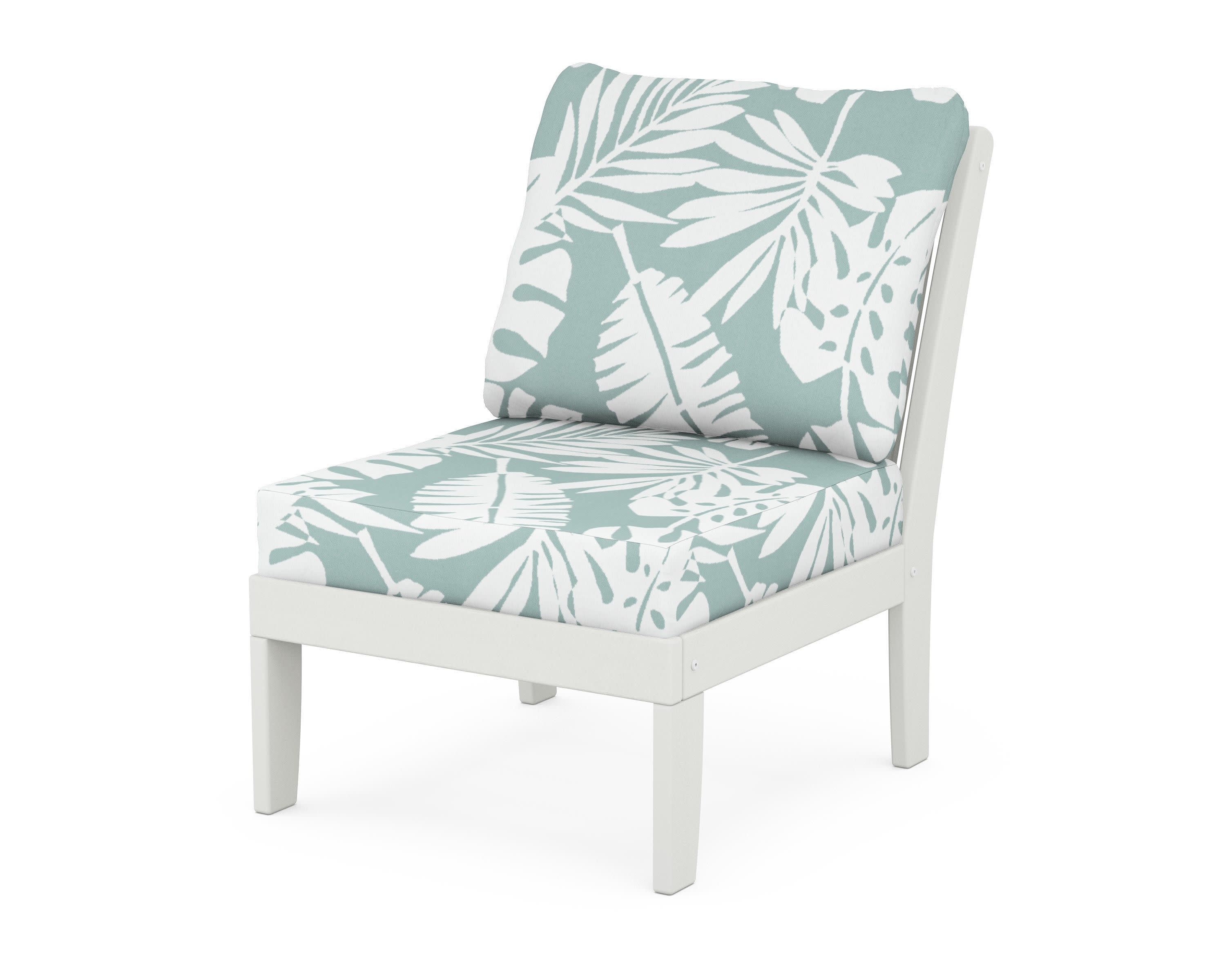 Braxton Modular Armless Chair in Vintage White / Leaf Glacier Spa