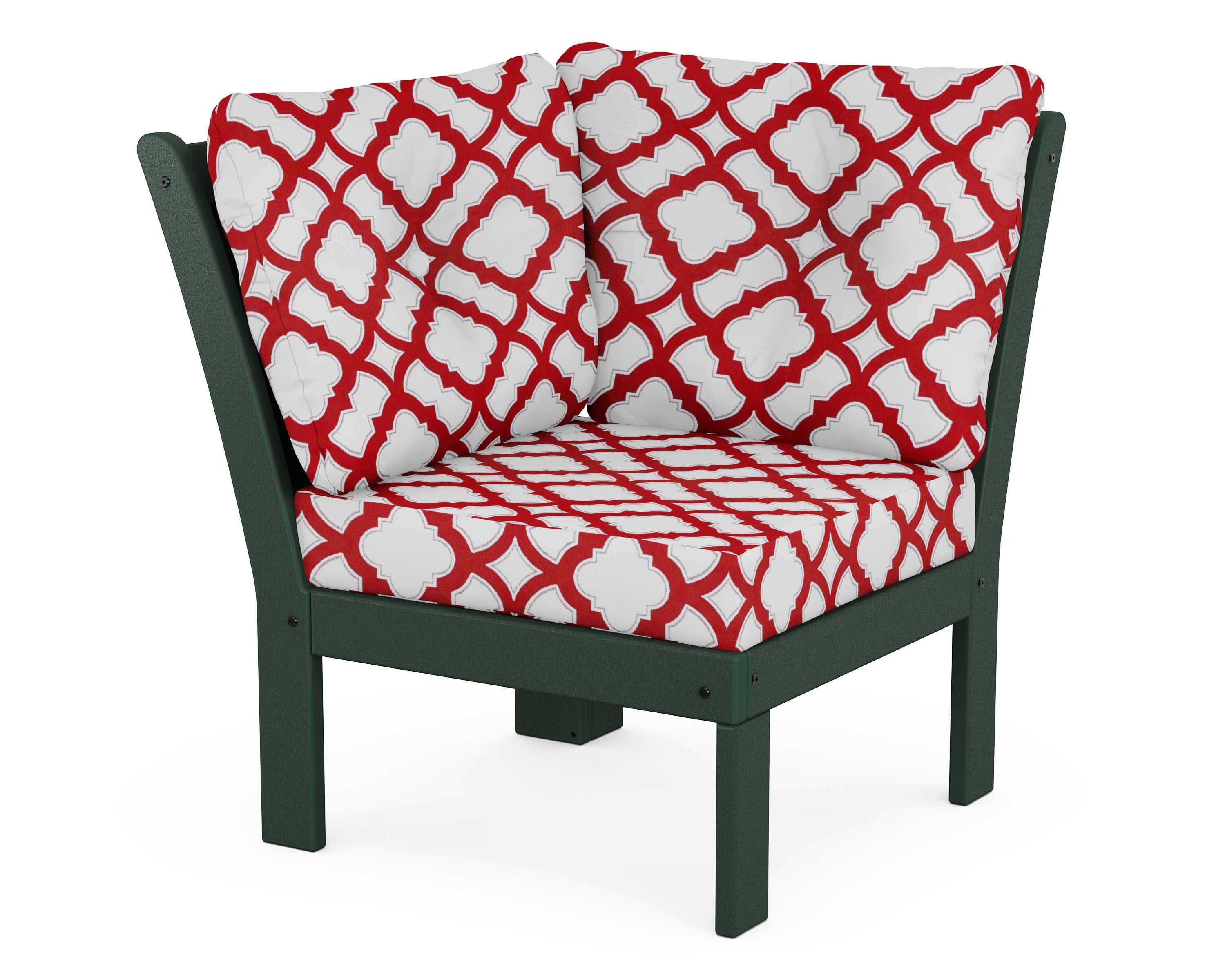 Vineyard Modular Corner Chair in Green / Trellis Crimson