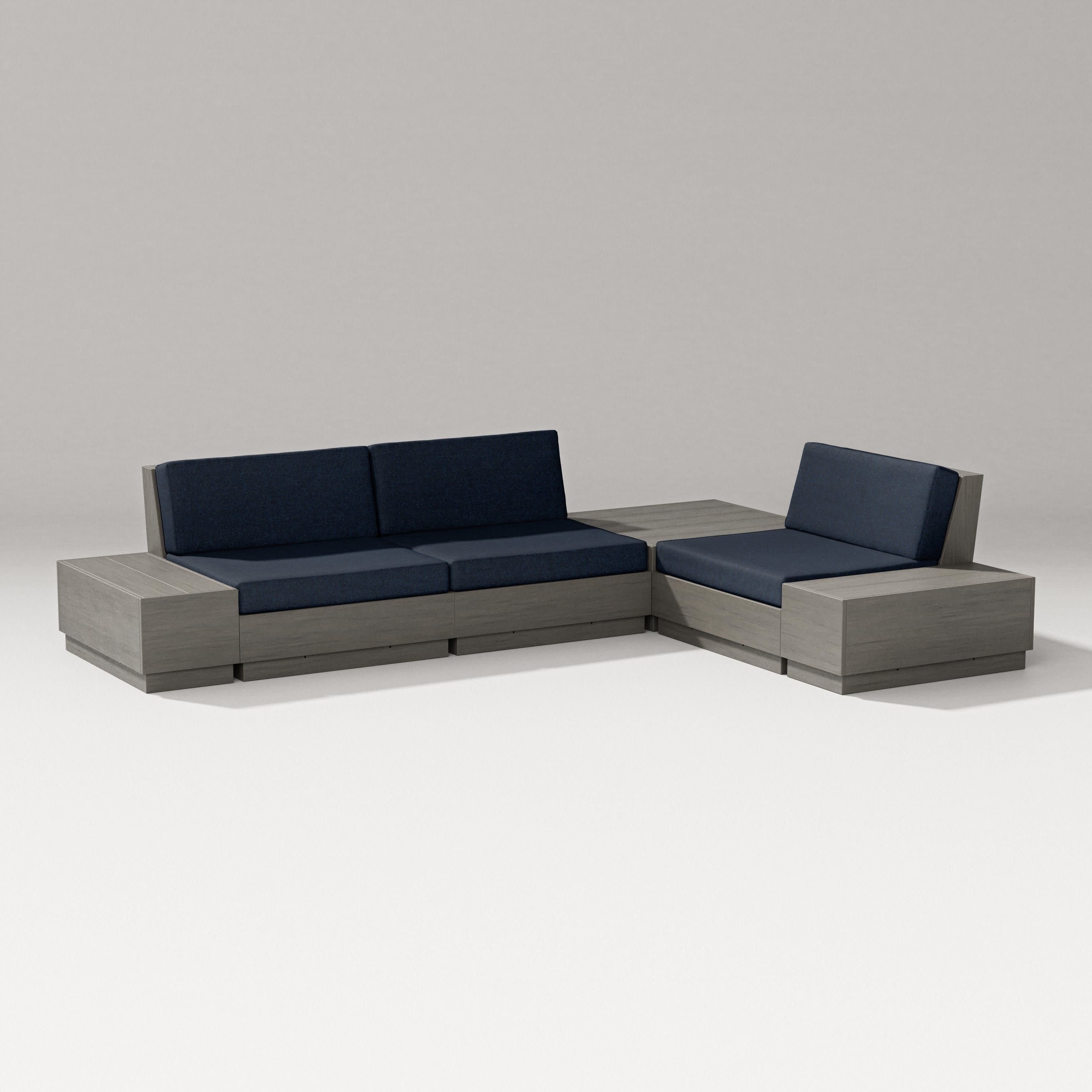 Elevate 6-Piece Corner Sectional in Driftwood / Marine Indigo