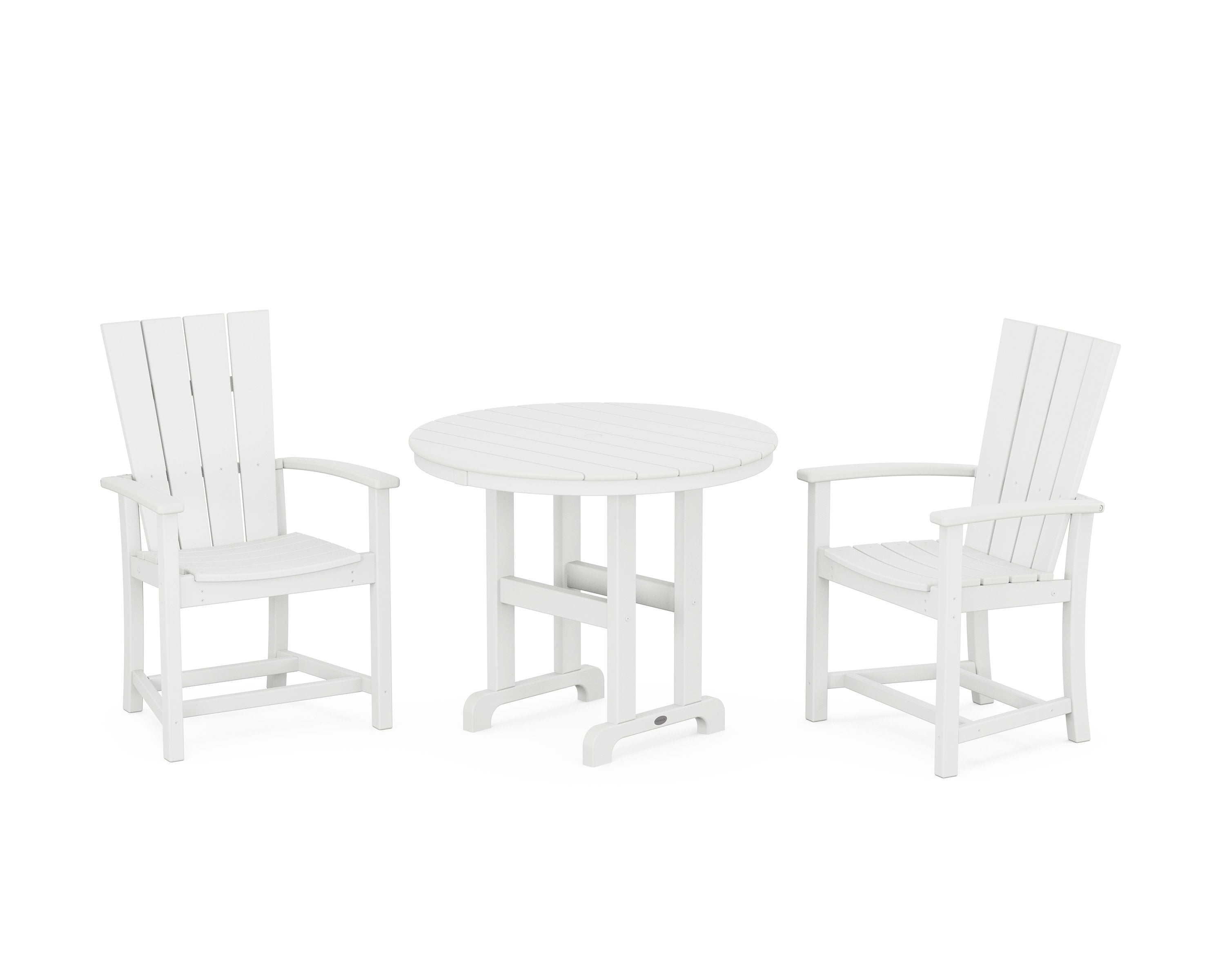 Quattro 3-Piece Round Farmhouse Dining Set in White