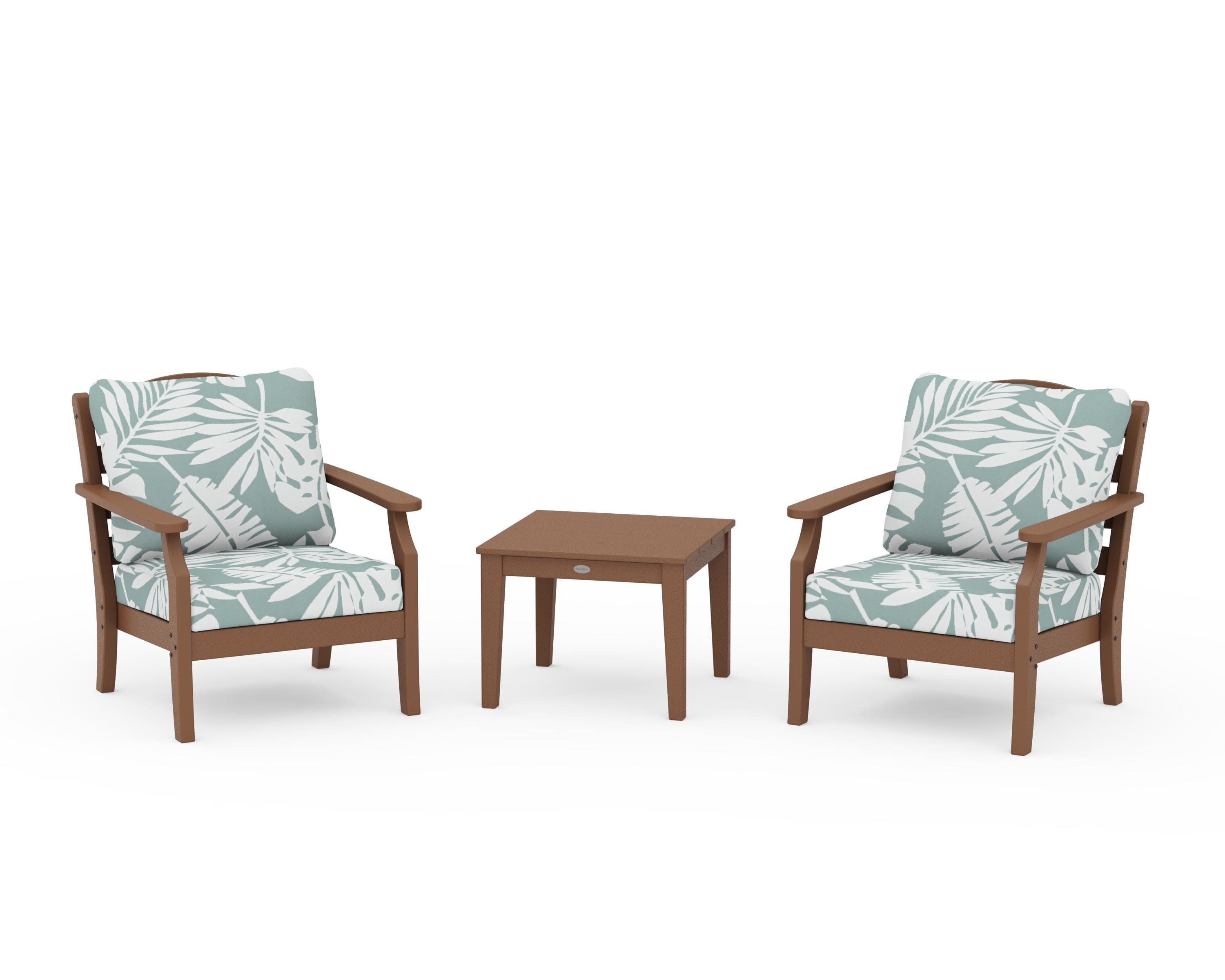 Savannah 3-Piece Deep Seating Set in Teak / Leaf Glacier Spa
