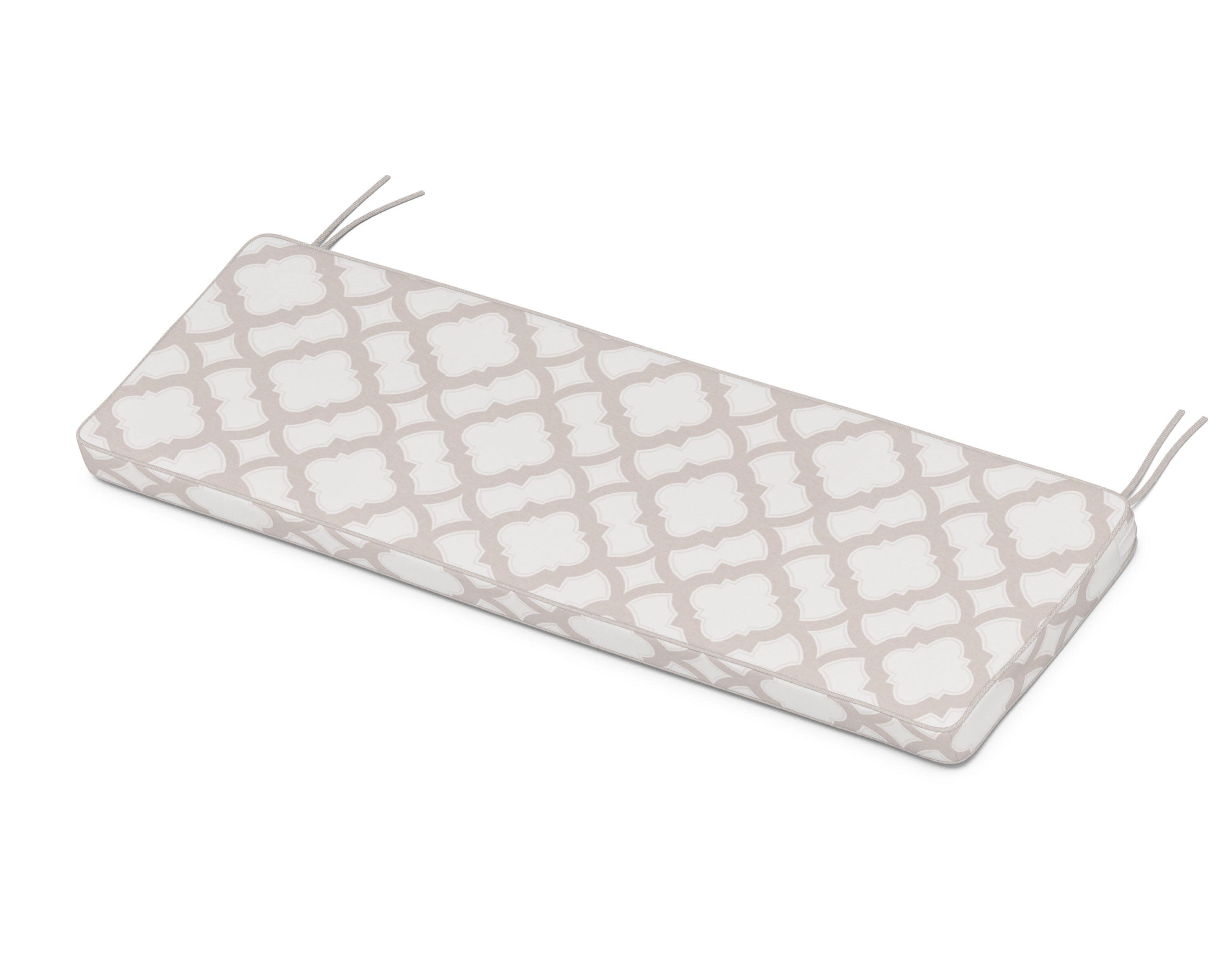 Chinoiserie Bench Seat Cushion in Trellis Dune Burlap