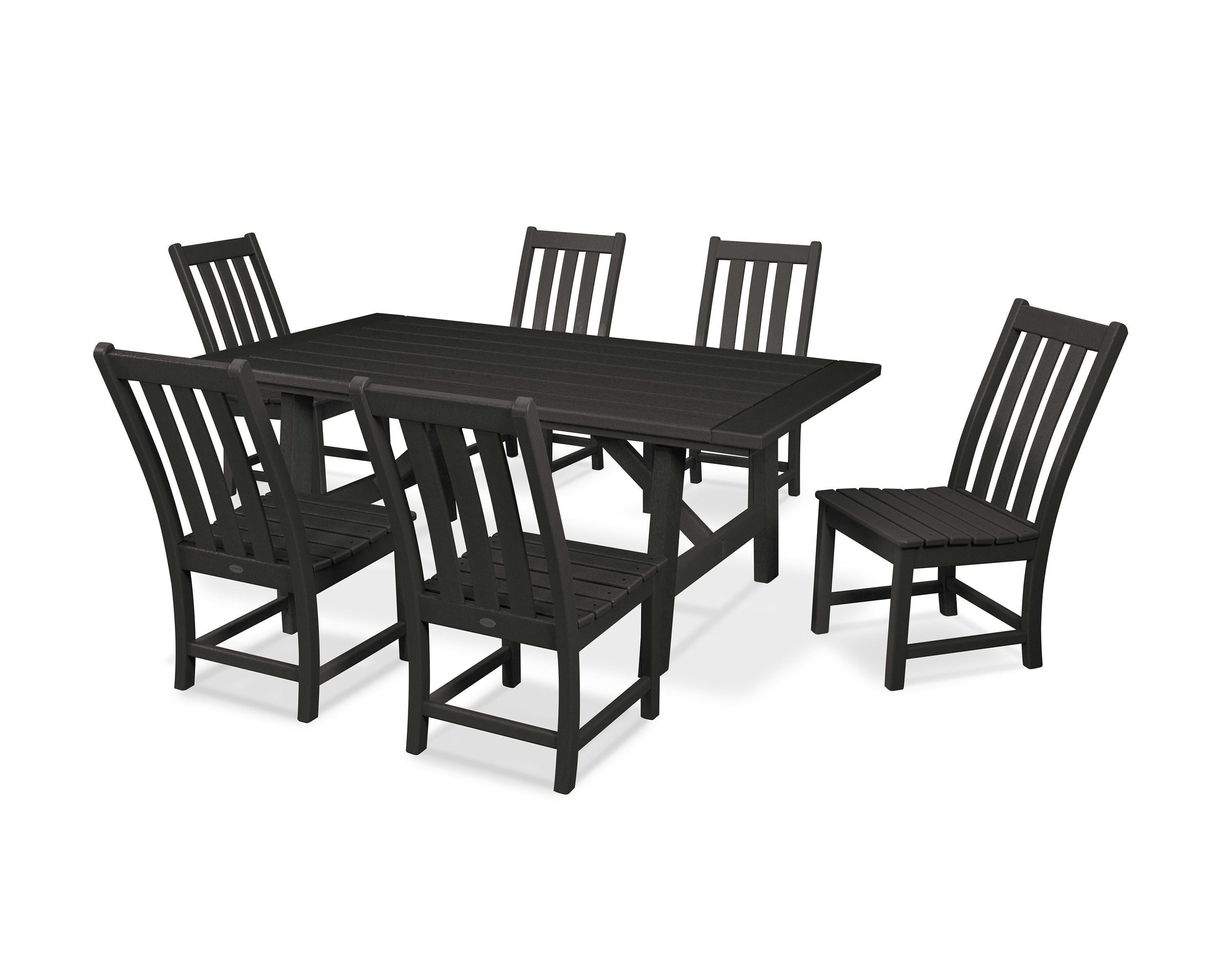 Vineyard 7-Piece Rustic Farmhouse Side Chair Dining Set in Black