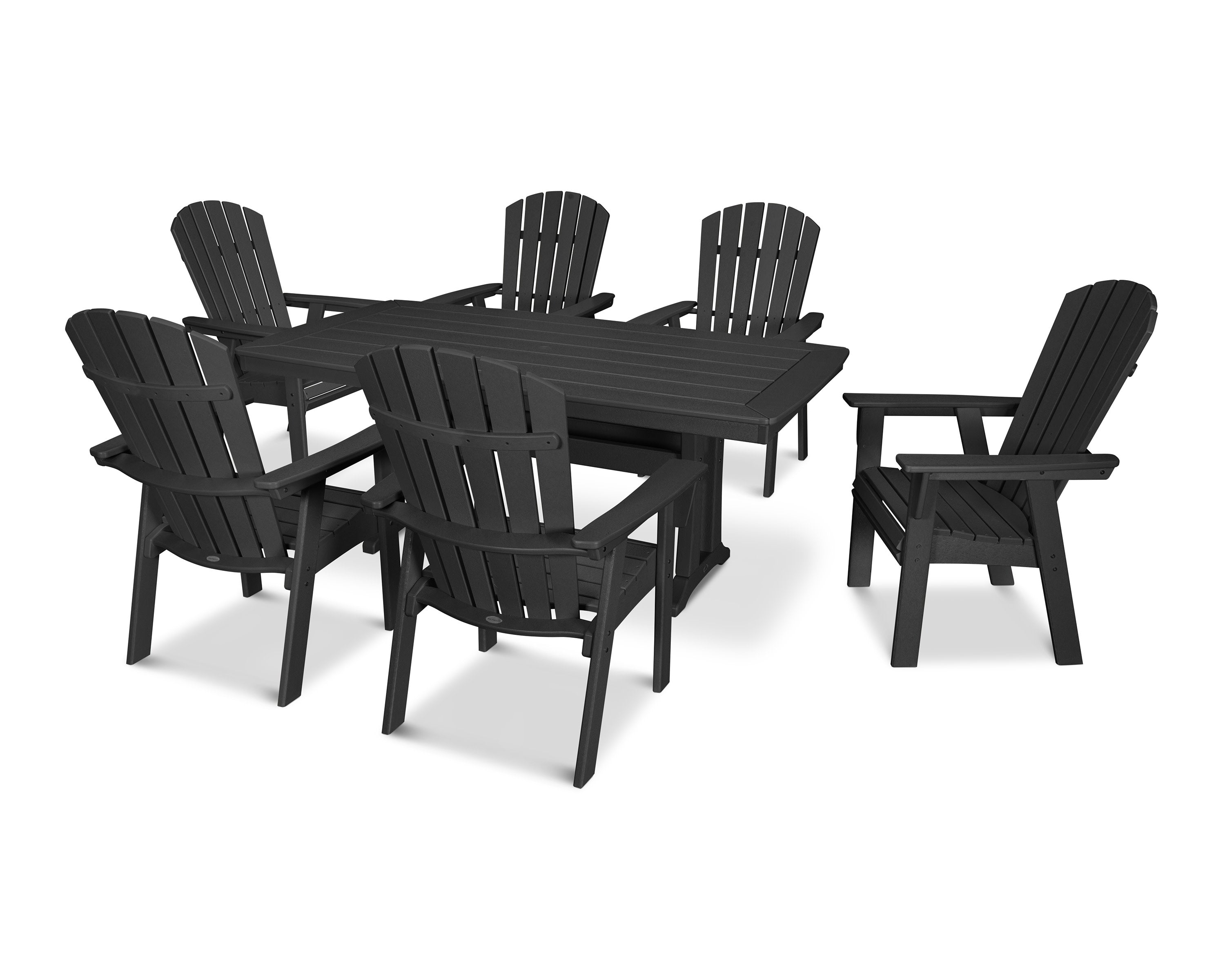 Nautical Curveback Adirondack 7-Piece Dining Set with Trestle Legs in Black