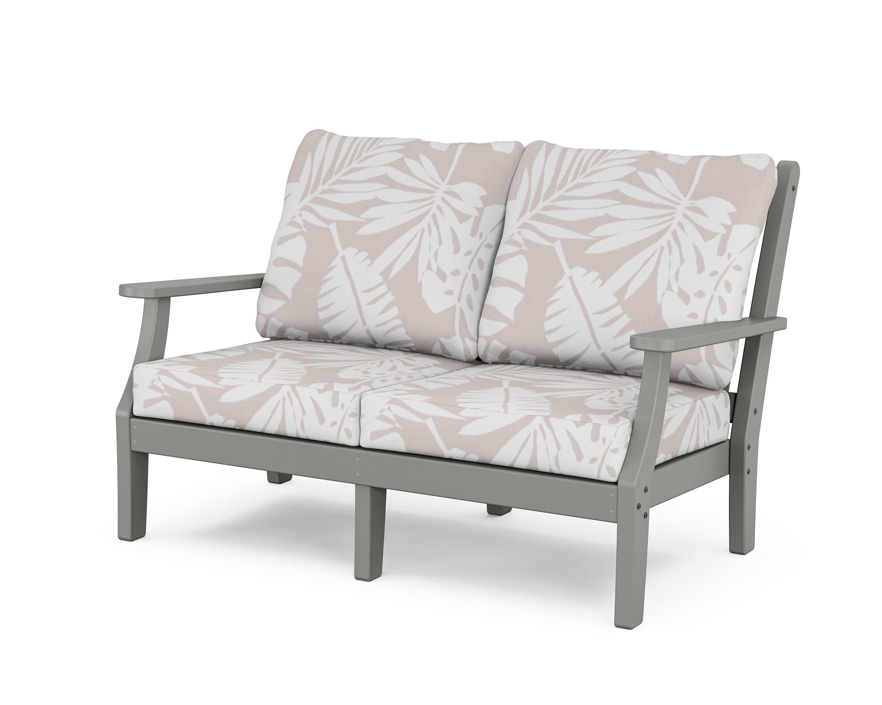 Wovendale Deep Seating Loveseat in Slate Grey / Leaf Dune Burlap