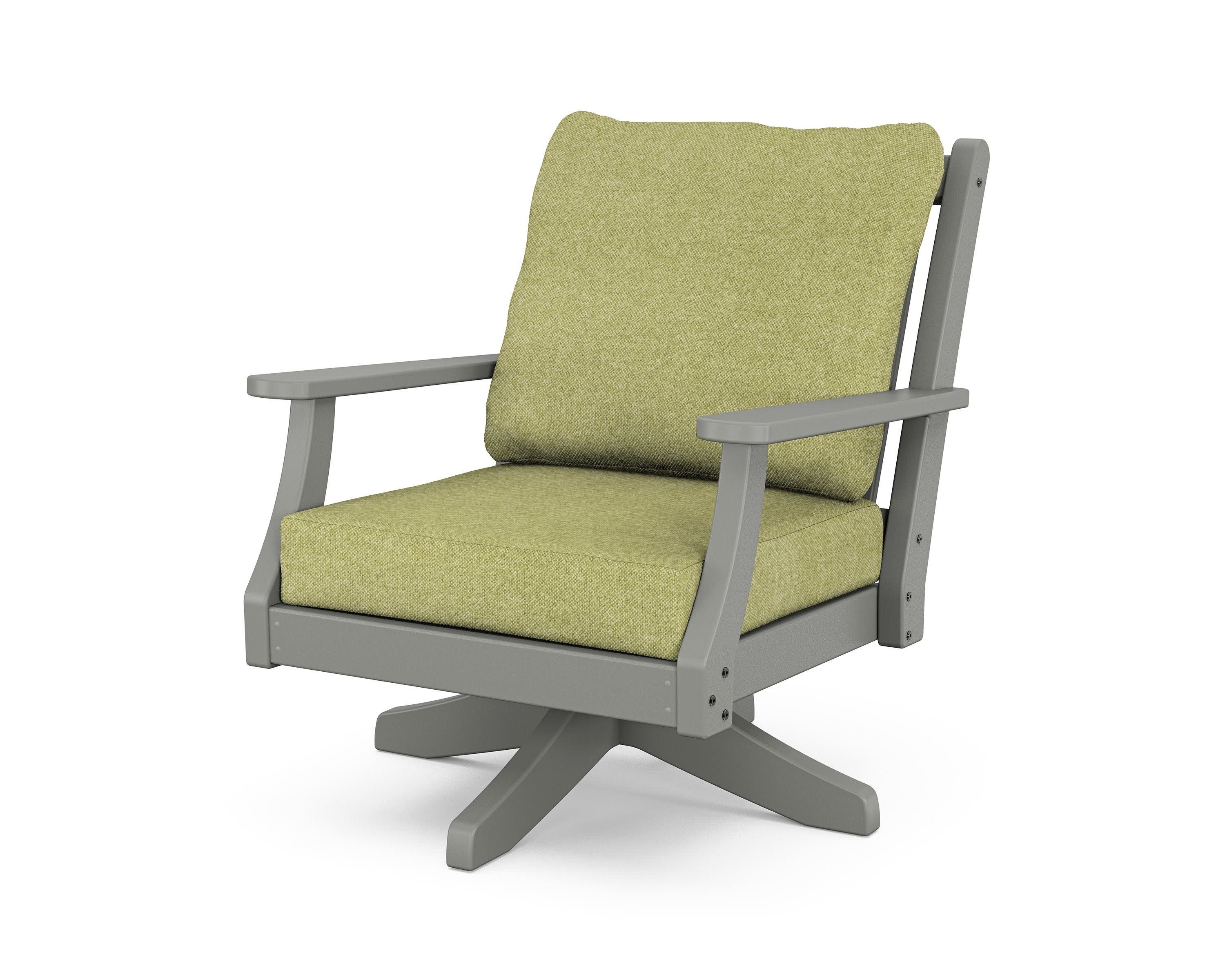Wovendale Deep Seating Swivel Chair in Slate Grey / Chartreuse Boucle