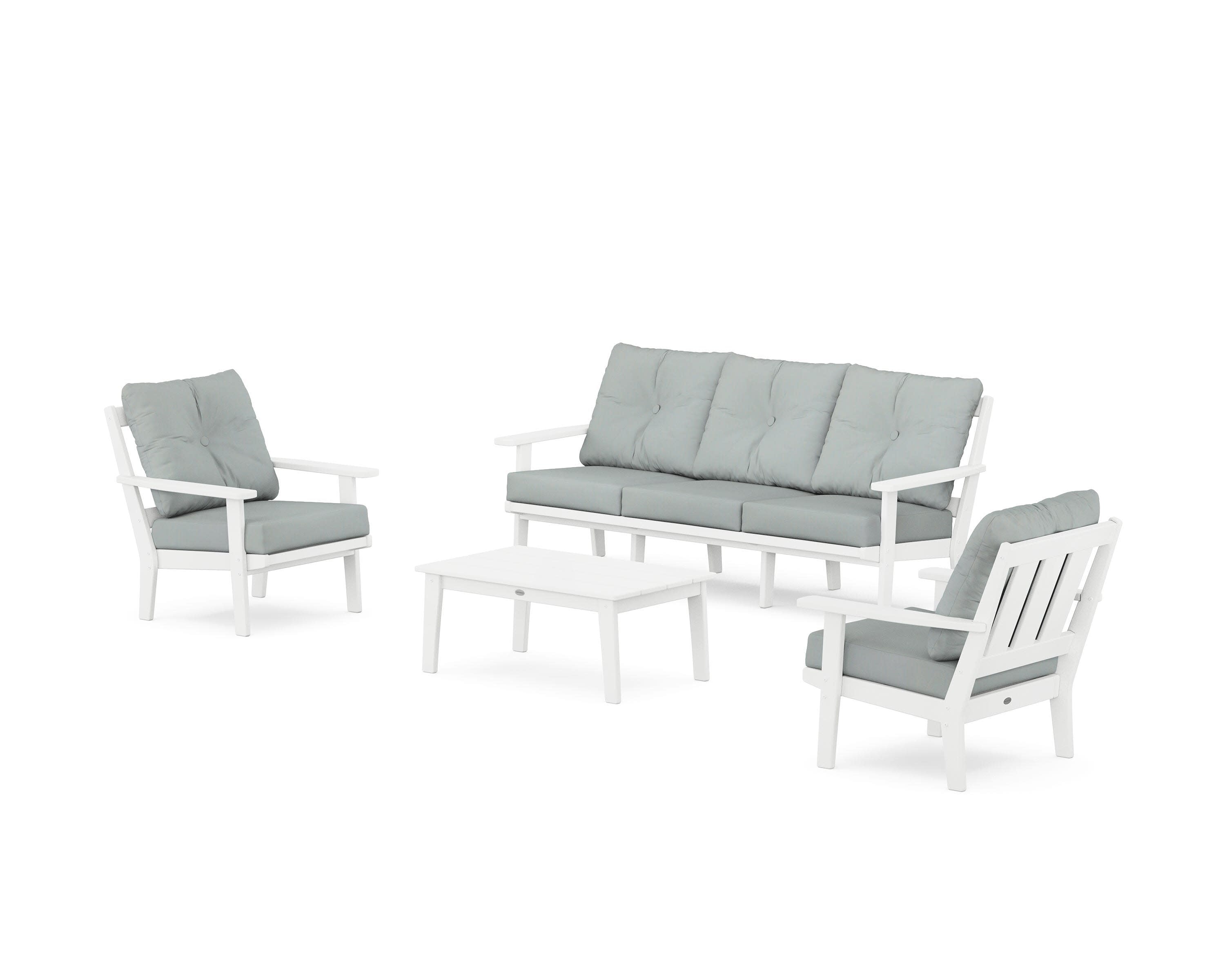 Oxford 4-Piece Deep Seating Set with Sofa in White / Spa