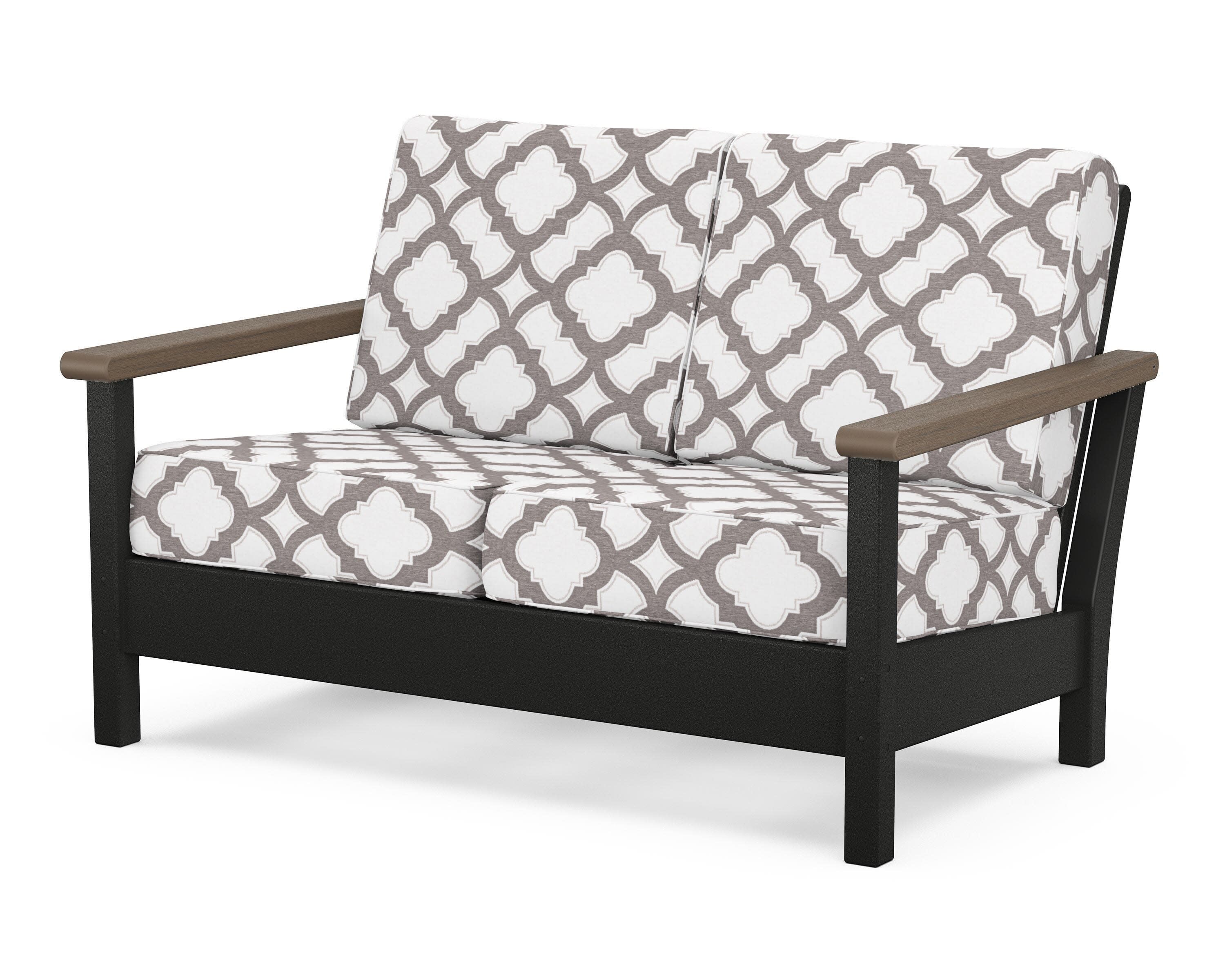 Harbour Deep Seating Loveseat in Black / Kona / Trellis Grey Mist