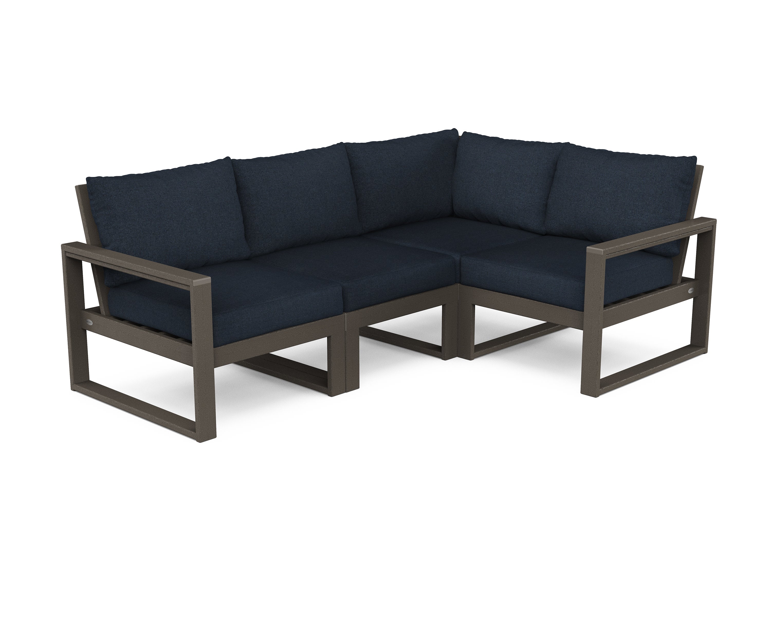 EDGE 4-Piece Modular Deep Seating Set in Vintage Coffee / Marine Indigo