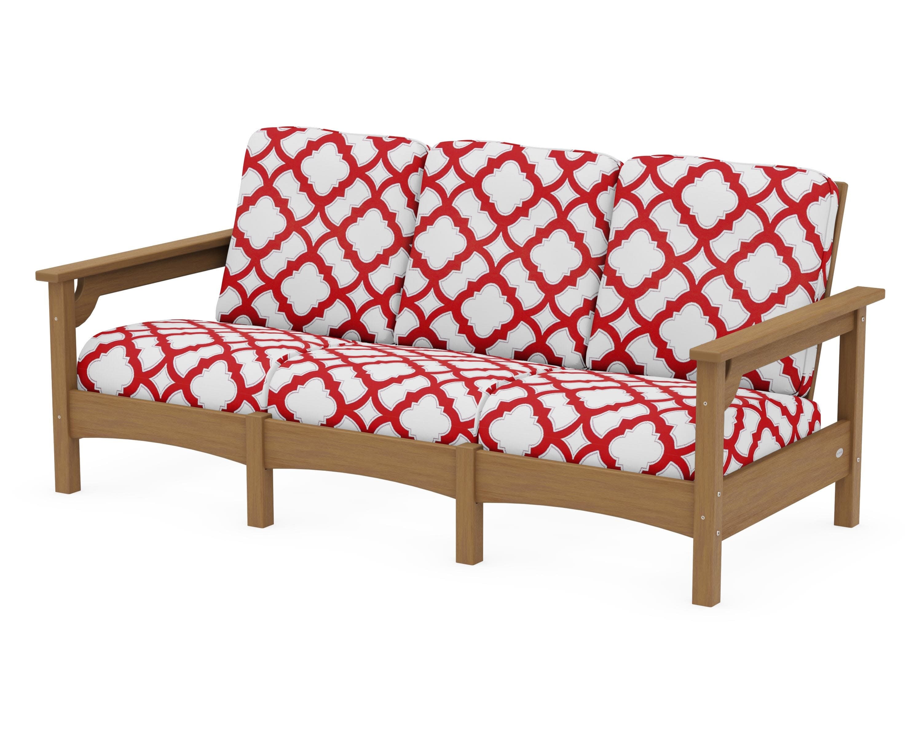 Club Sofa in Natural / Trellis Crimson