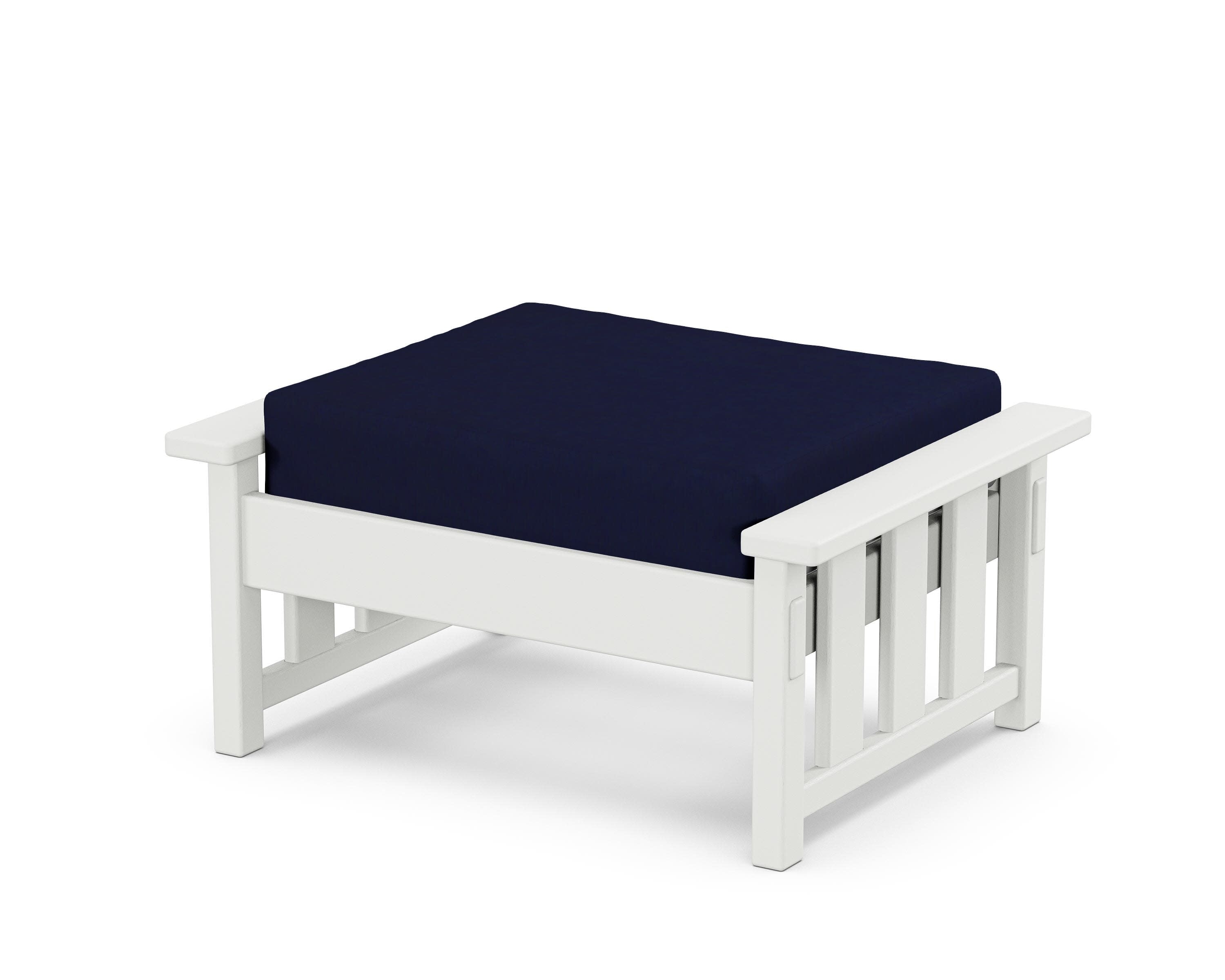 Acadia Deep Seating Ottoman in White / Navy