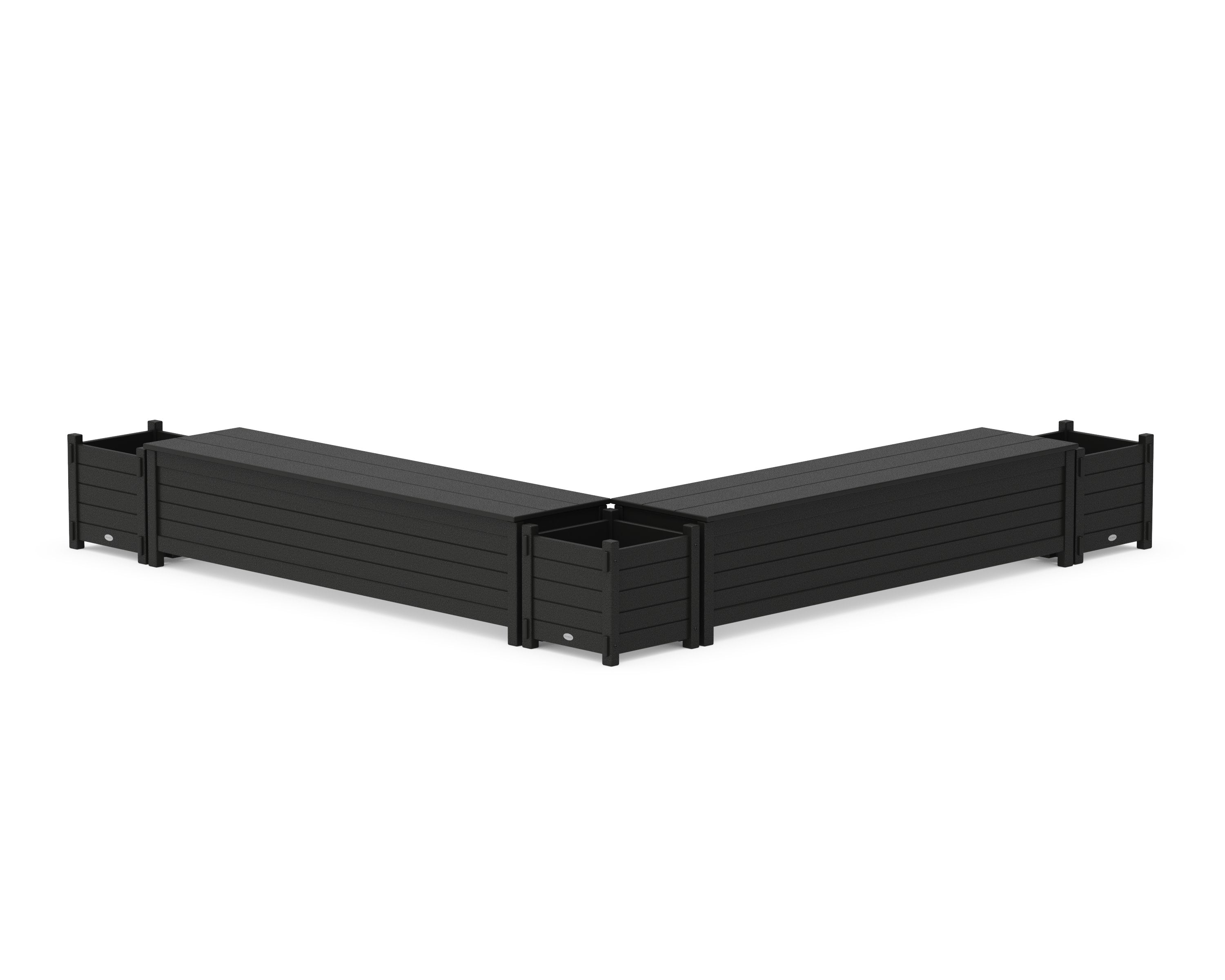 72" Nautical L- Shaped Planter Storage Bench Corner Set in Black