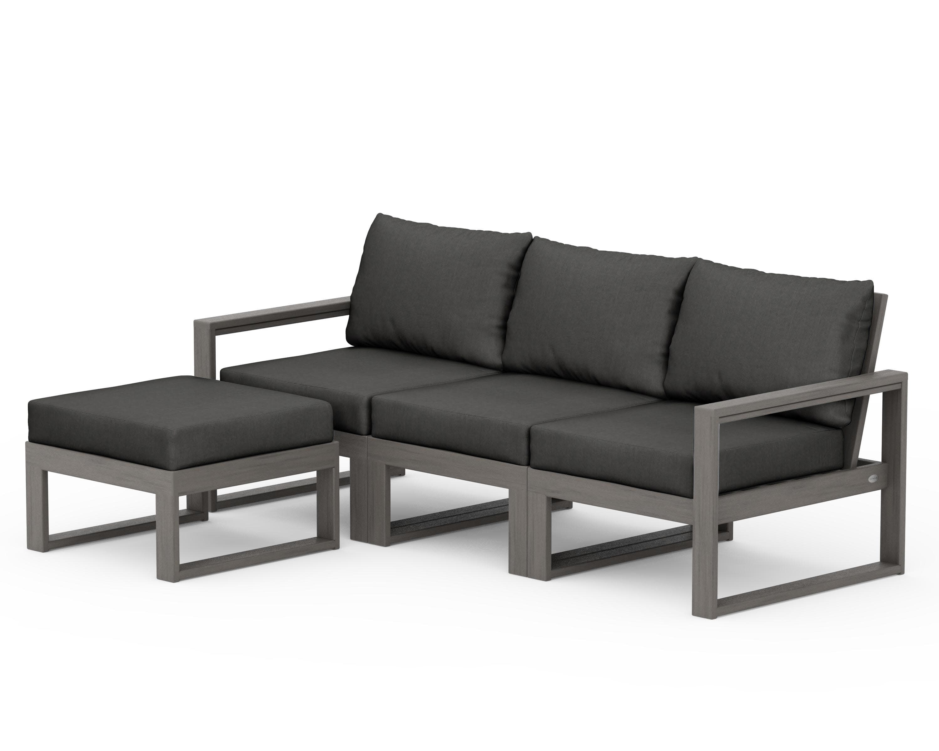 EDGE 4-Piece Modular Deep Seating Set with Ottoman in Driftwood / Spectrum Carbon